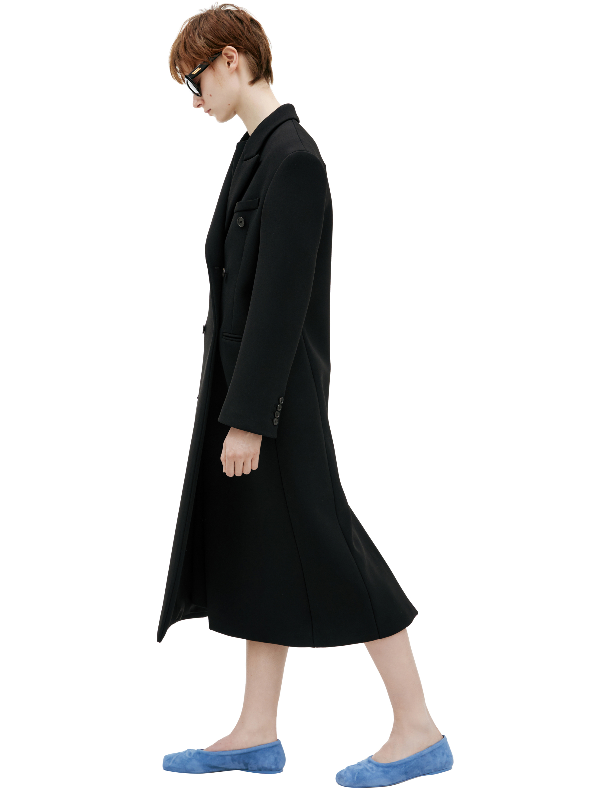 The Row Double-breasted Viscose Coat In Black