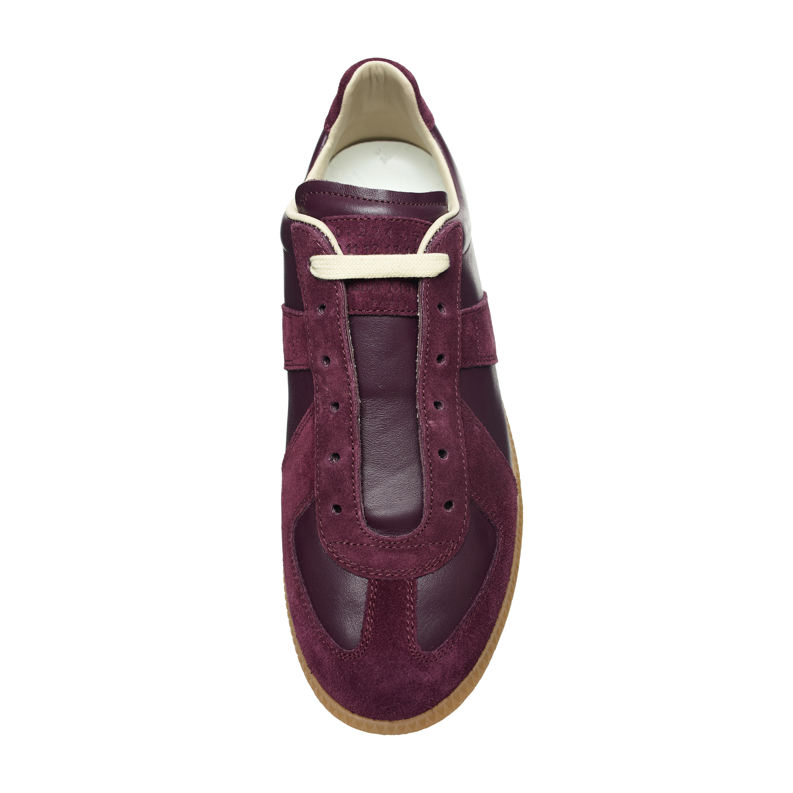 Shop Maison Margiela Replica Leather Sneakers In Burgundy