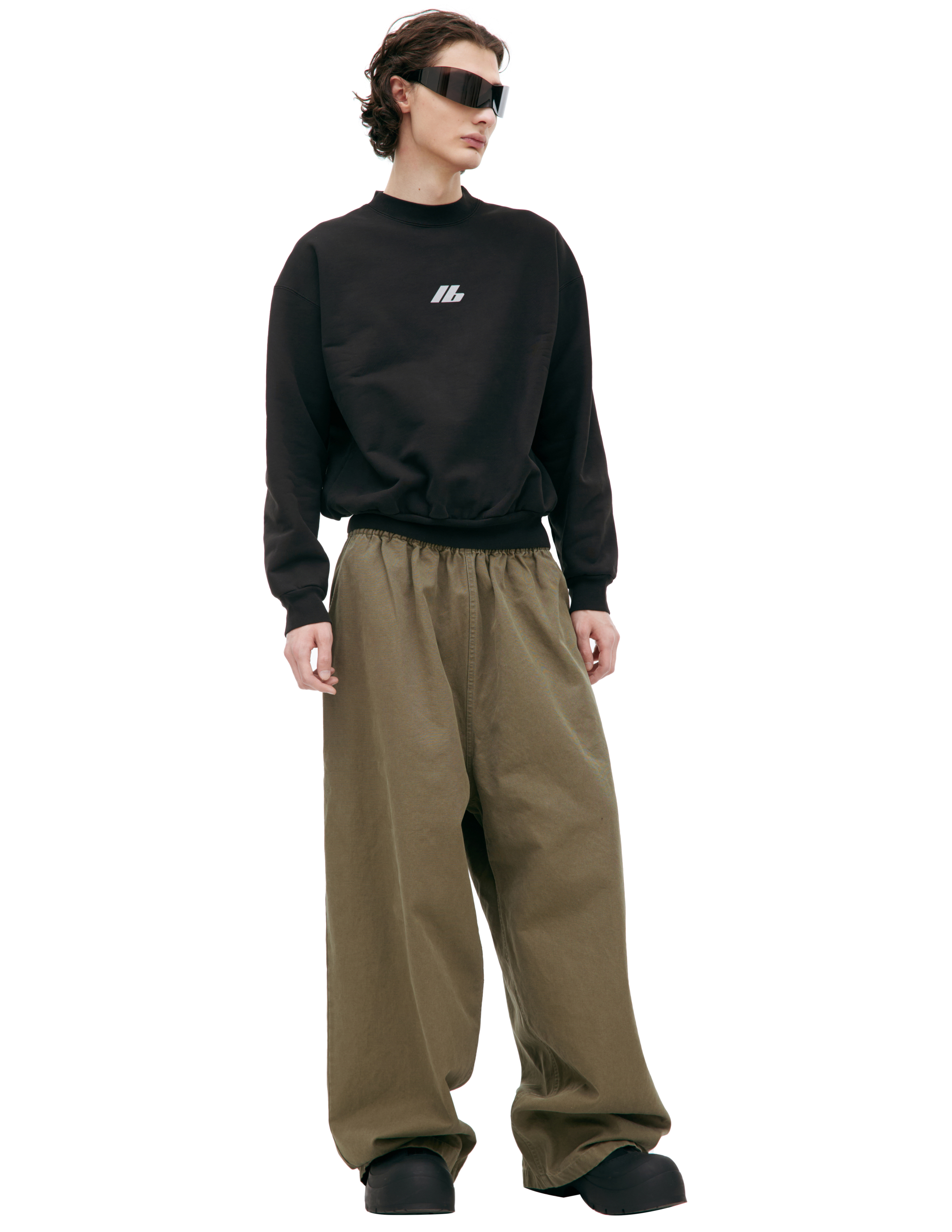 Balenciaga Crewneck Cotton Jersey Sweatshirt In Black