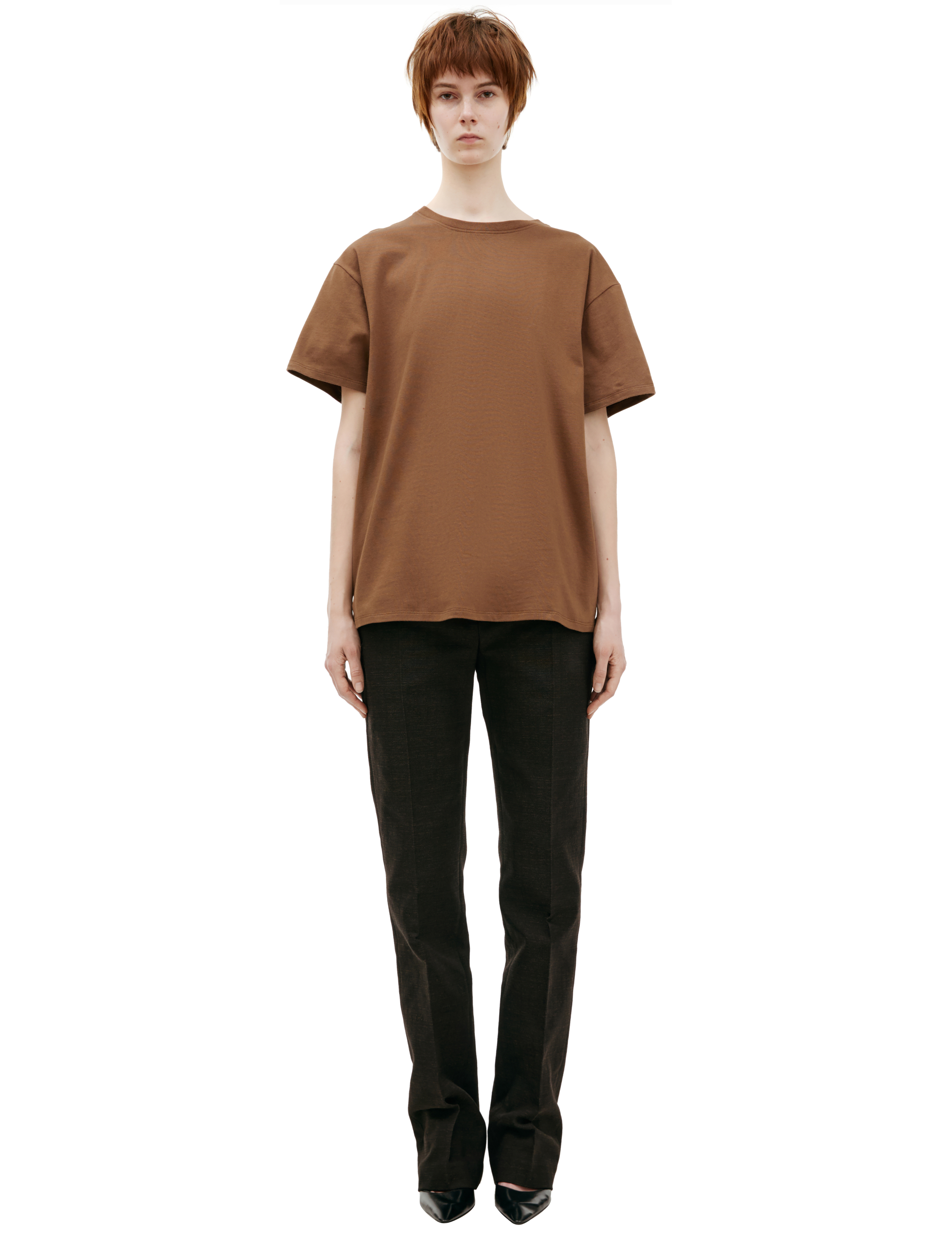 The Row Tori Cotton-jersey T-shirt In Brown