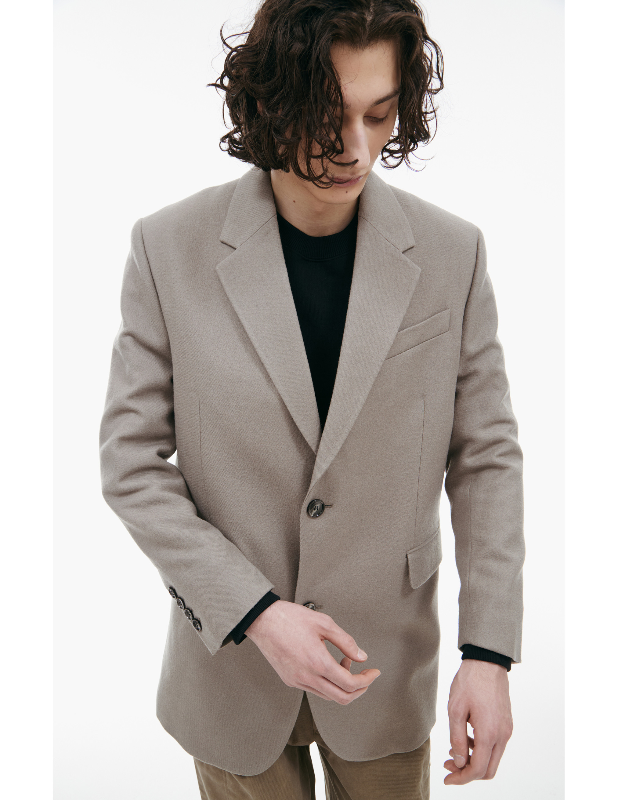Ami Alexandre Mattiussi Light Taupe Virgin Wool Two Buttons Jacket In Gray