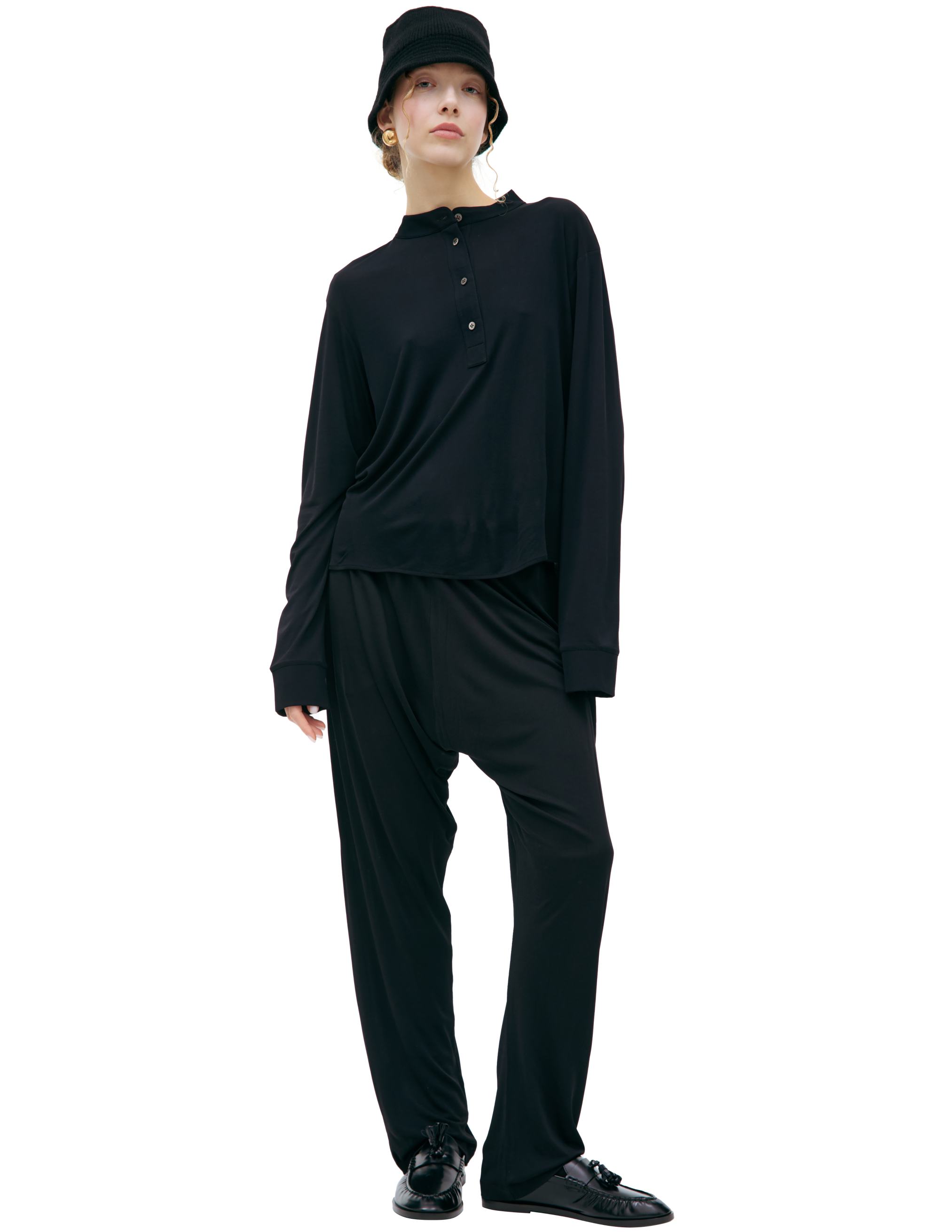 THE ROW BLACK BUTTON-DOWN LONGSLEEVE