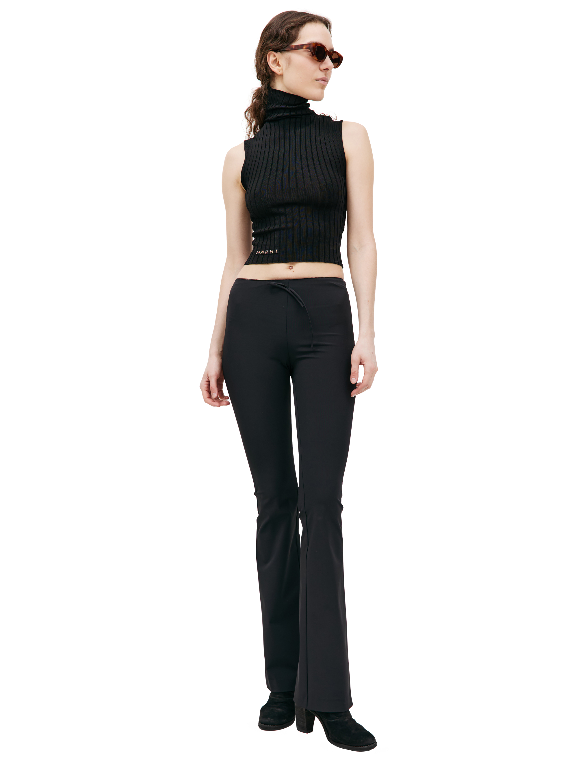 Shop Marni Black Ribbed Top