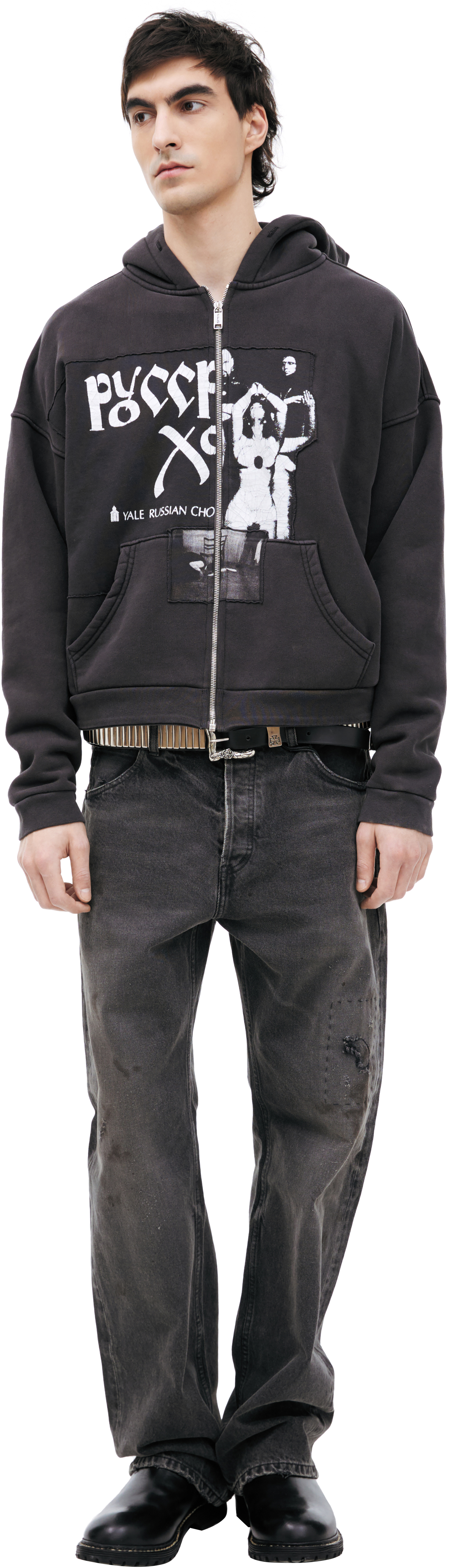 Buy Enfants Riches Déprimés men russian chorus zip hoodie faded