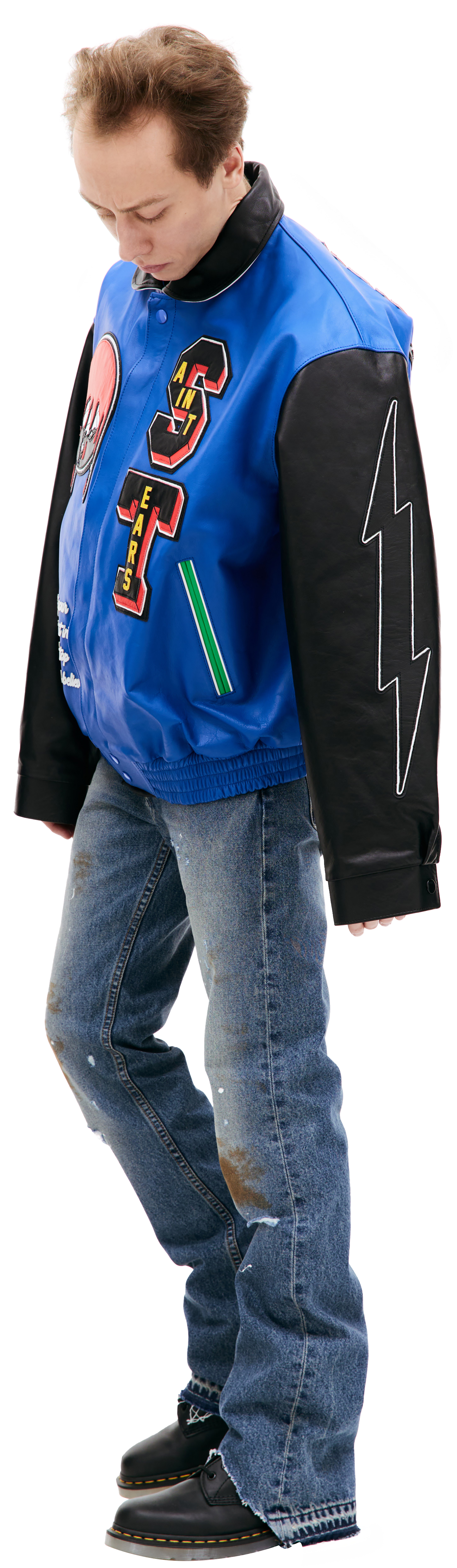 ジャケット・アウター Saint Michael corduroy jacket Blue M Saint Michael M Blue Corduroy Front Logo Back Clown Printed