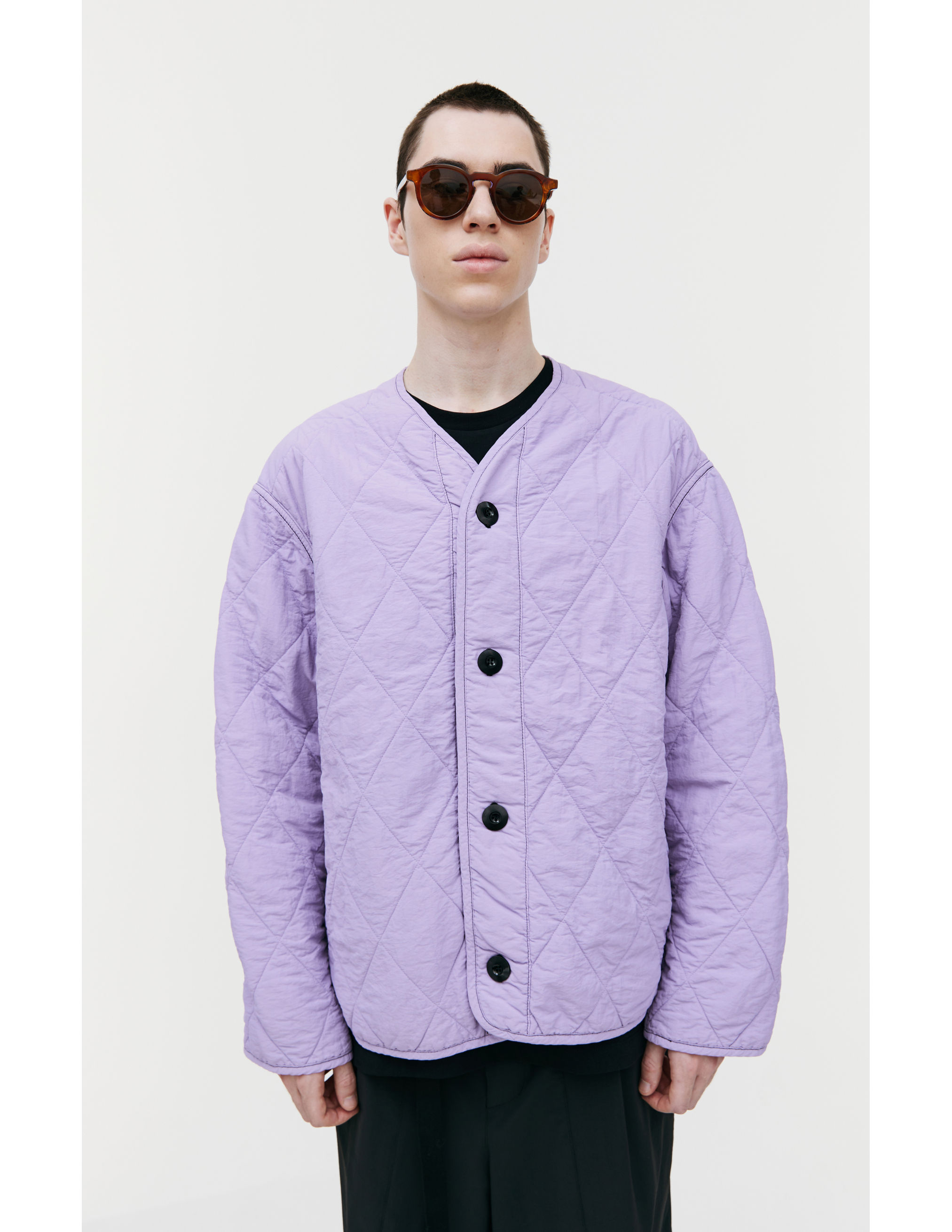 Shop Oamc Combat Quilted Jacket In Light Purple