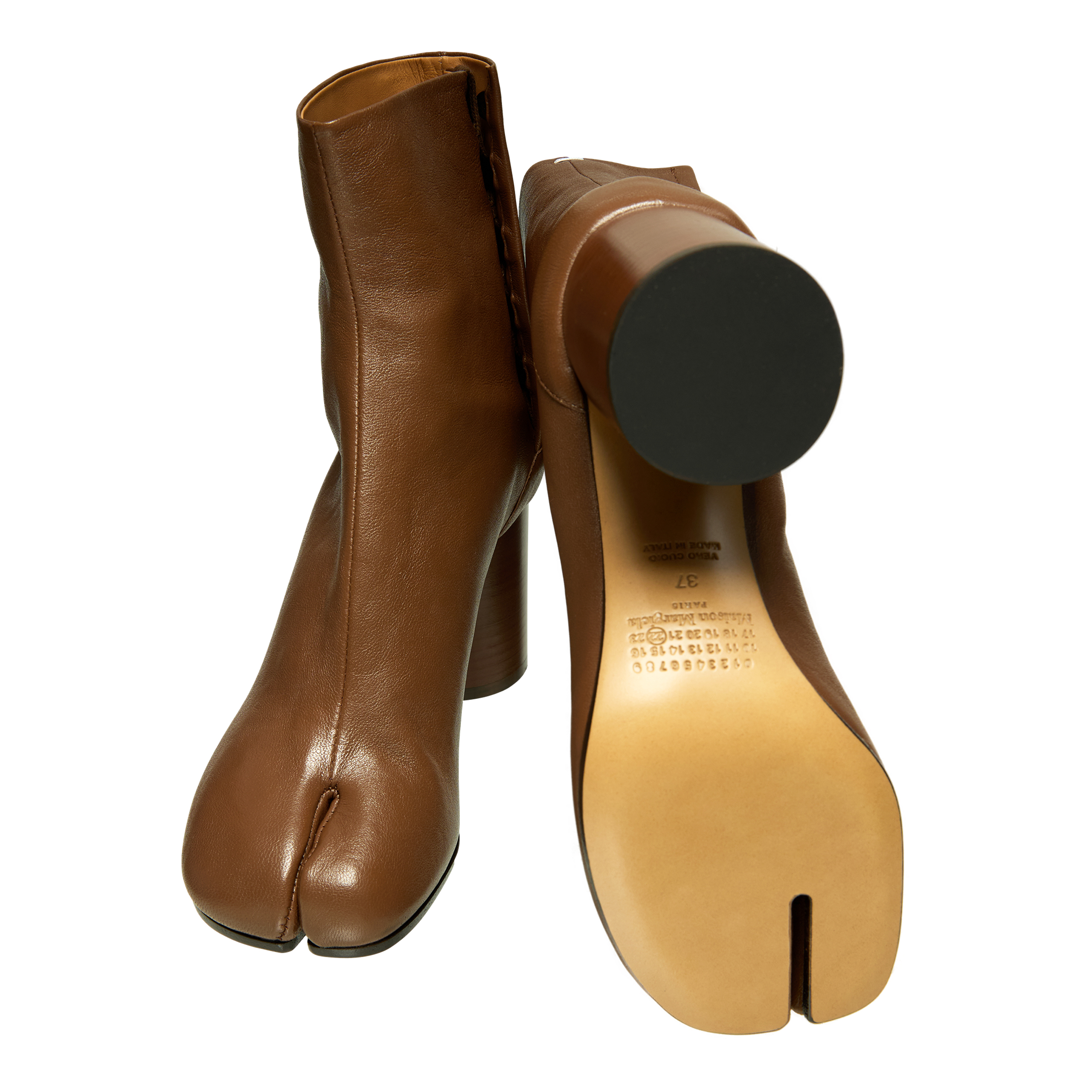 Maison Margiela Brown Leather Tabi Ankle Boots