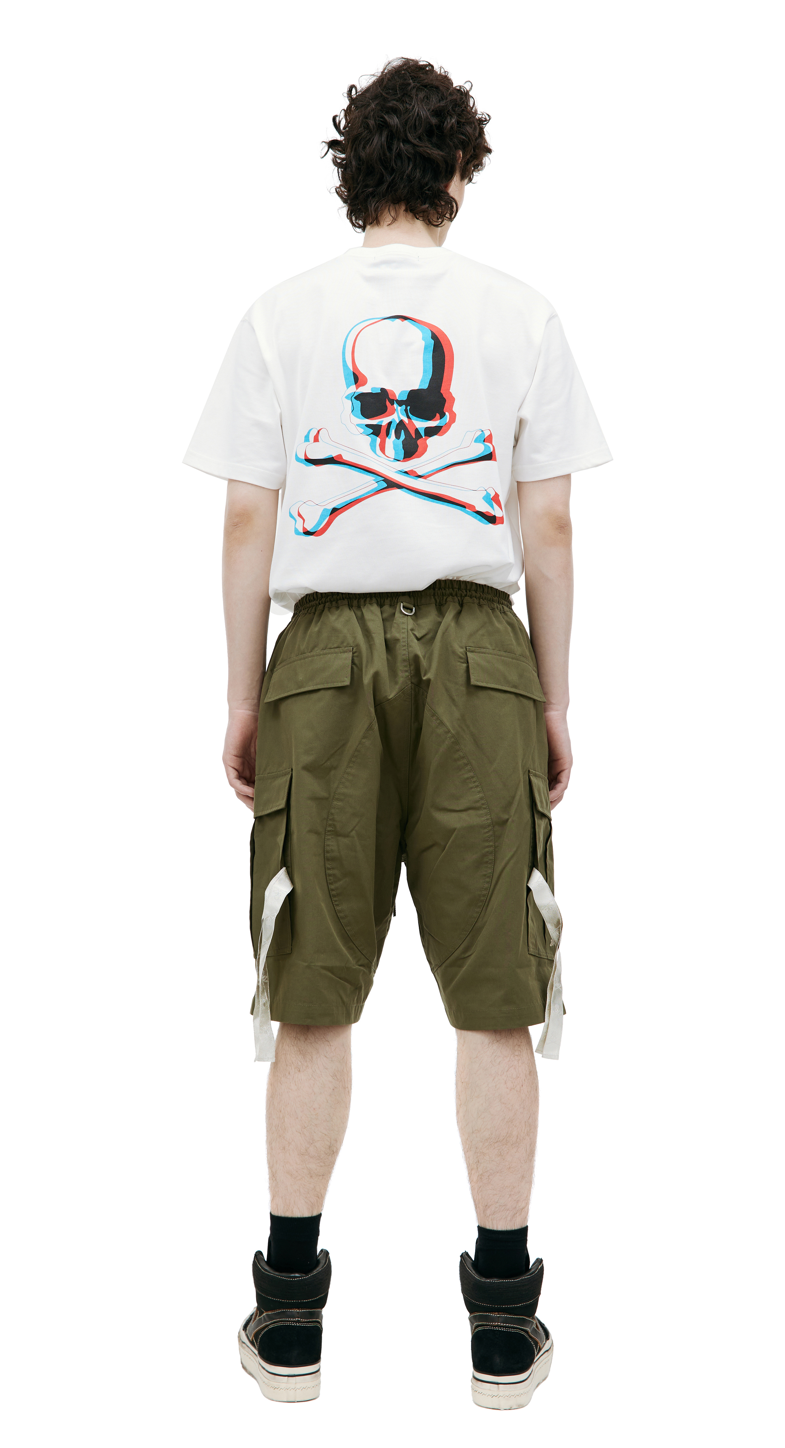 Buy Mastermind WORLD men khaki cargo shorts for $1,155 online