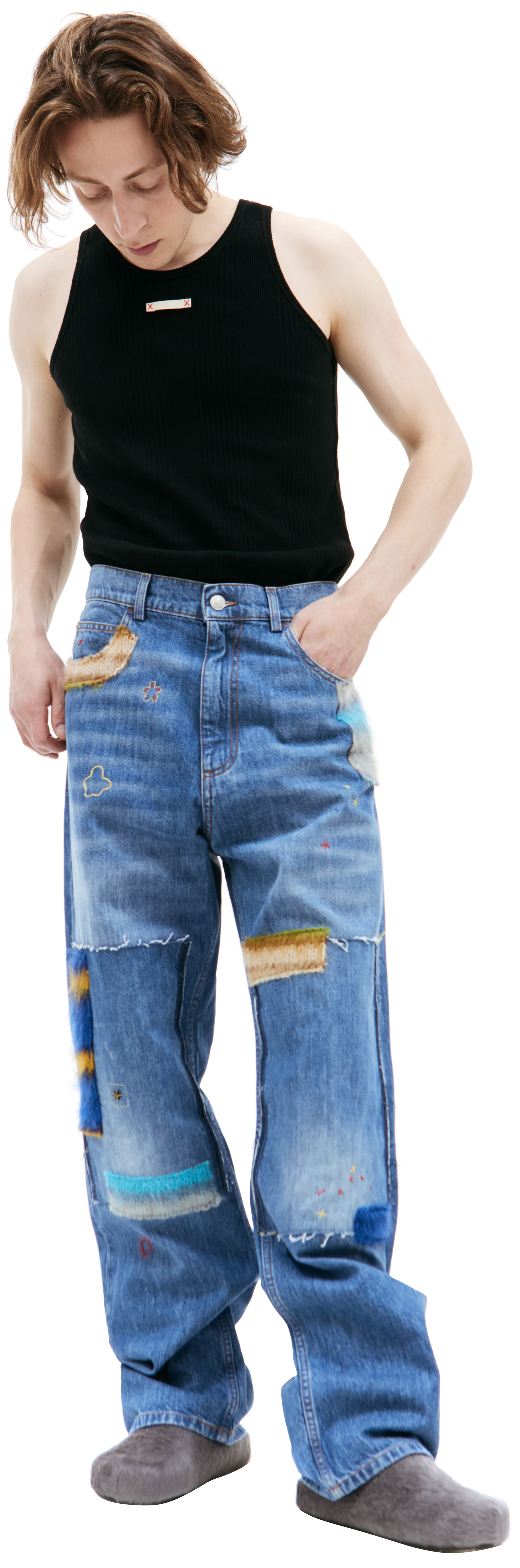 【送料&関税込】Marni Cotton Denim Jeans With AppliquA¨s Marni Denim Pants in Blue | SVD USA