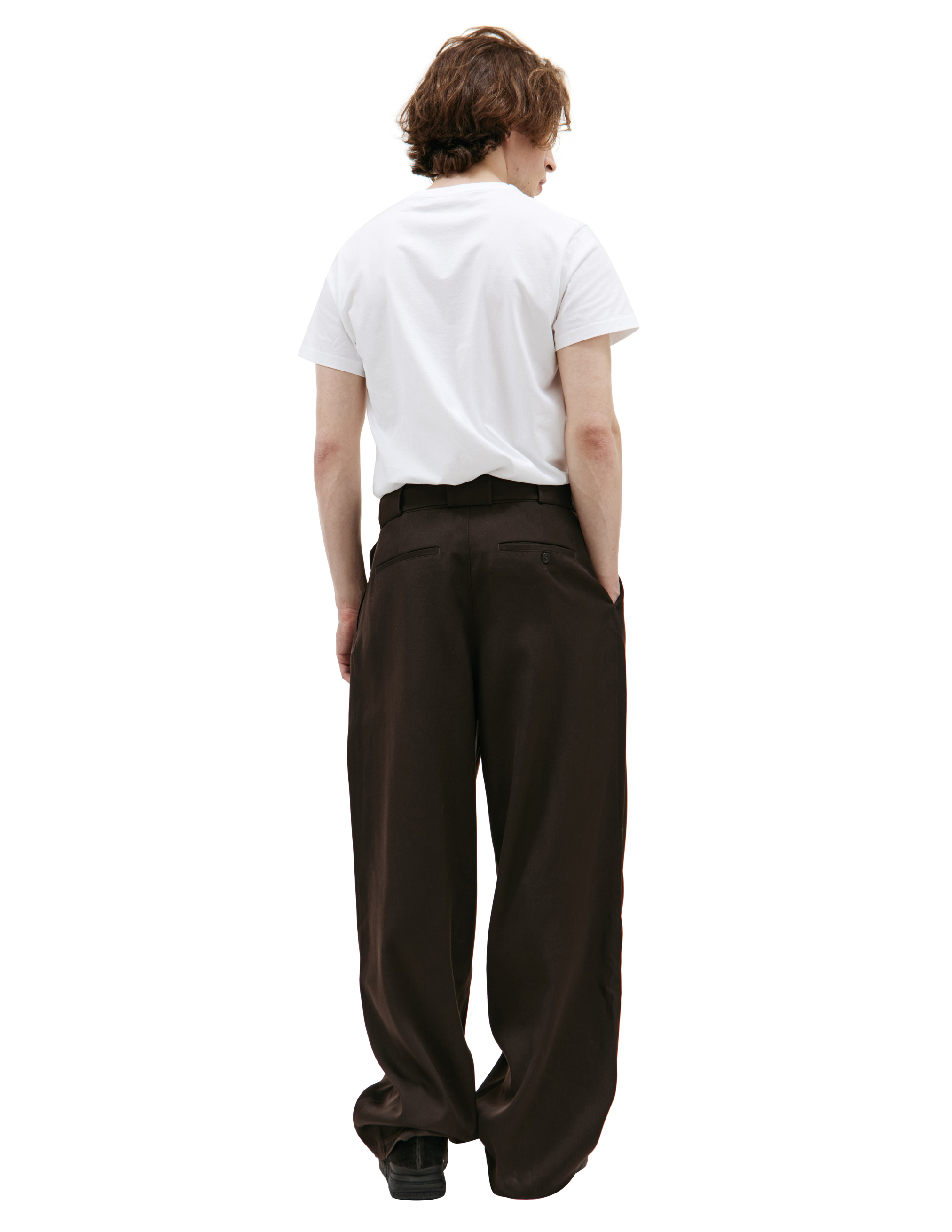 Shop Louis Gabriel Nouchi Wide Trousers With Belt In Brown