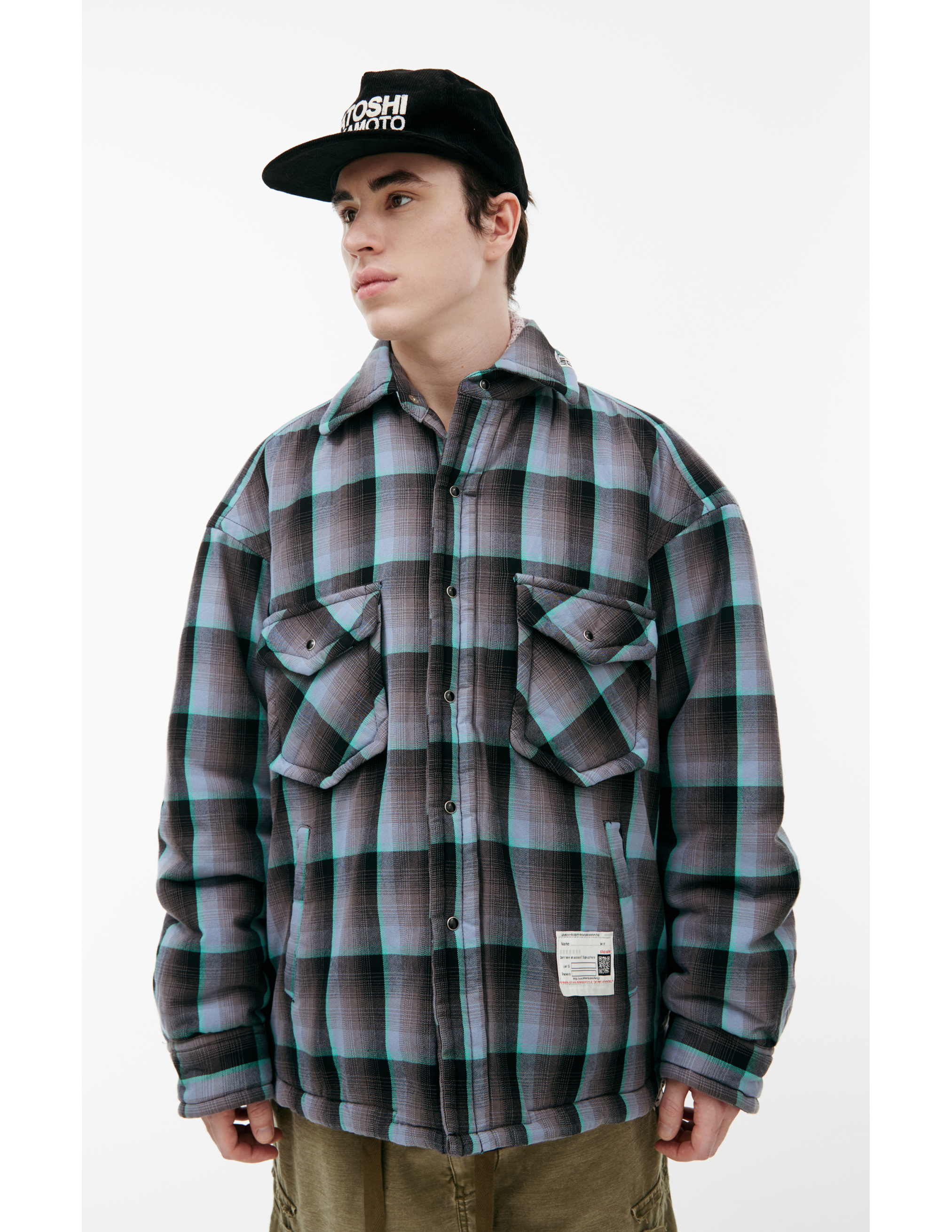 Miharayasuhiro Logo Plaid Jacket In Grey