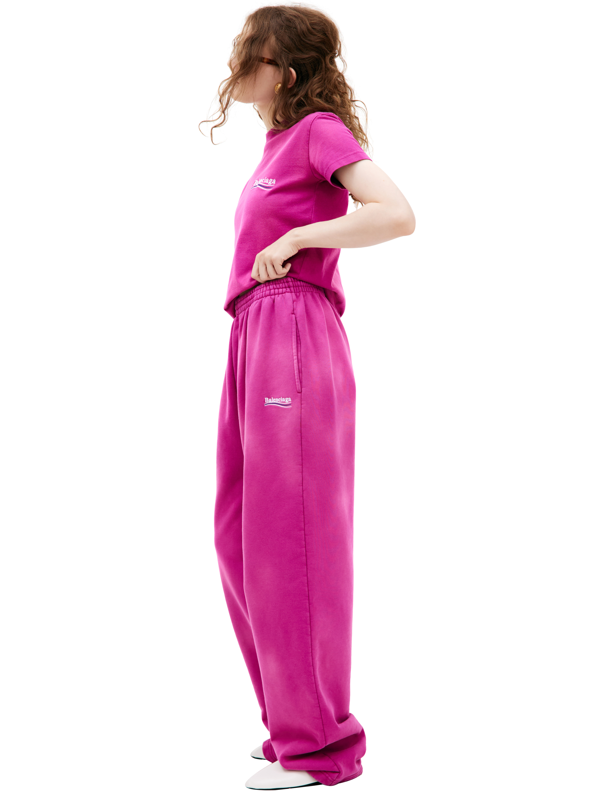 Shop Balenciaga Pink Logo Sweatpants