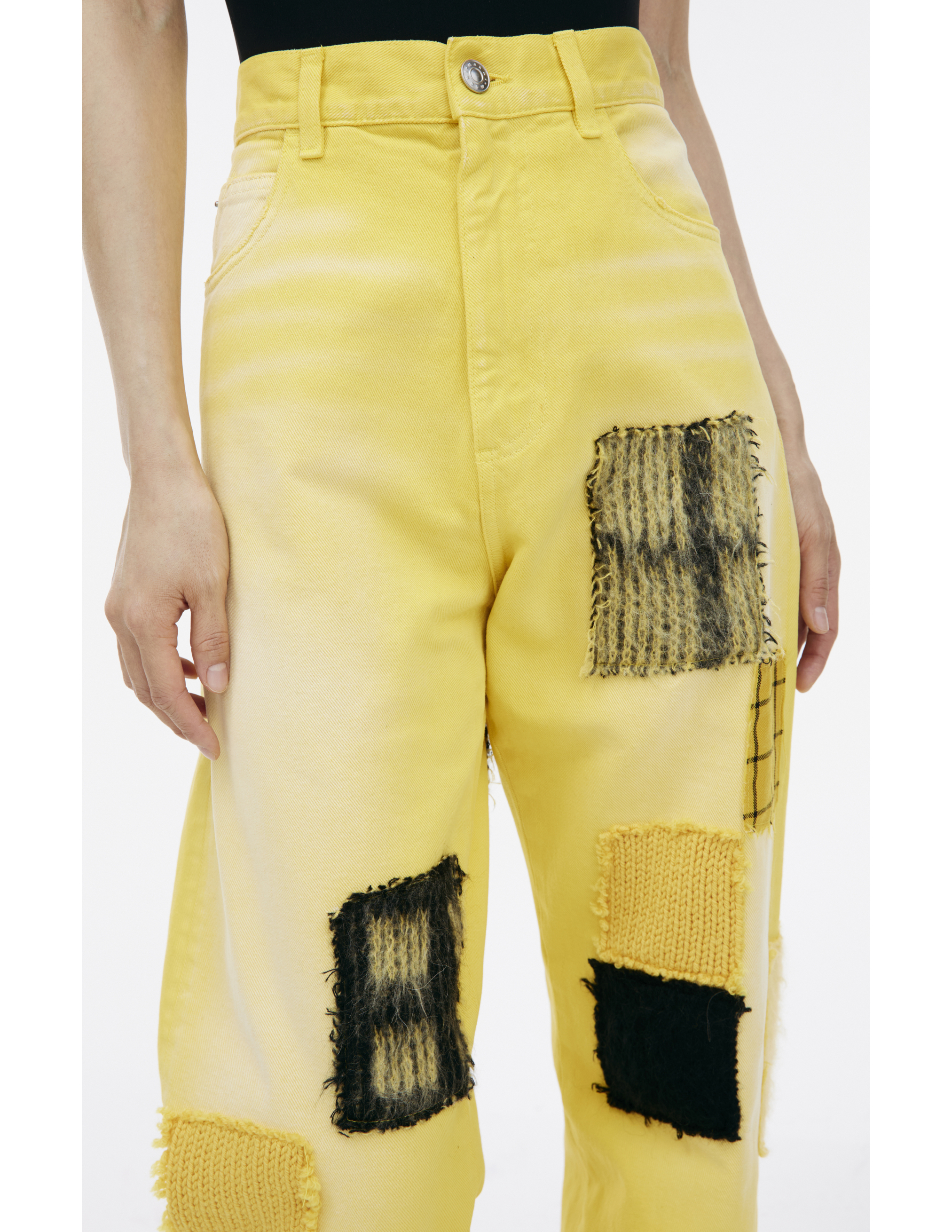 Shop Marni Yellow Jeans With Patches