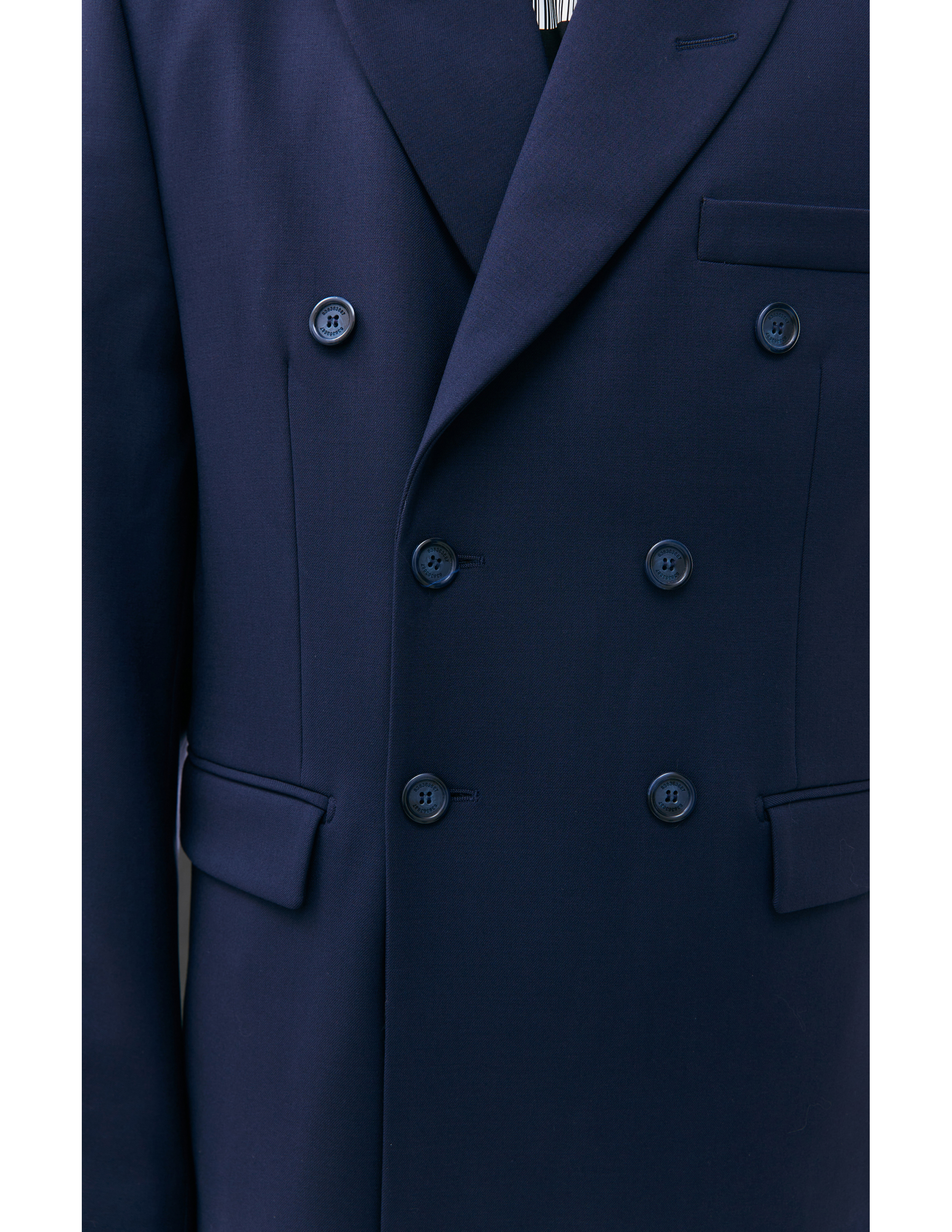 Shop Vtmnts Wool Double-breasted Coat In Navy Blue
