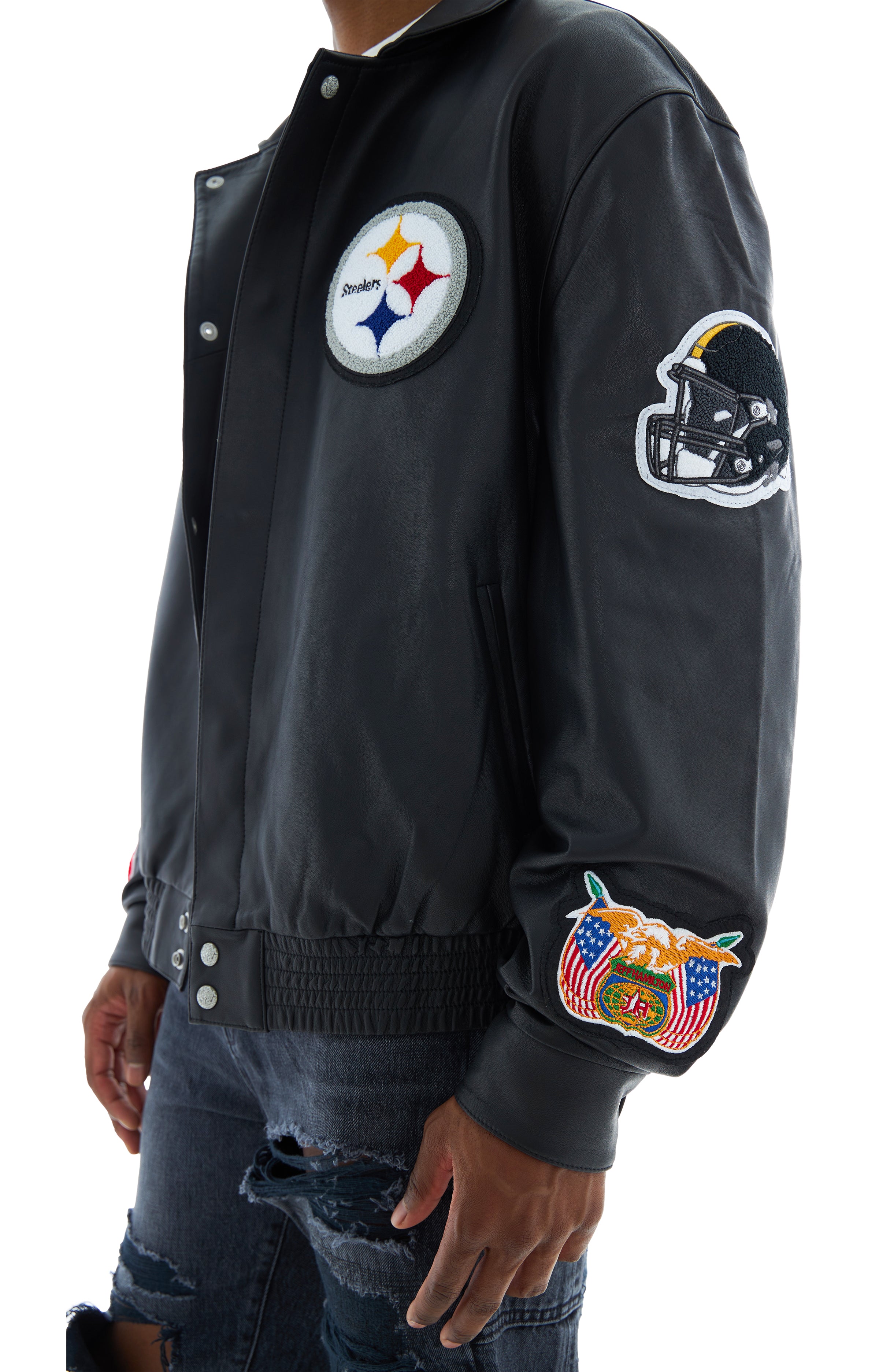 Jeff Hamilton Steelers Bomber Jacket In Black