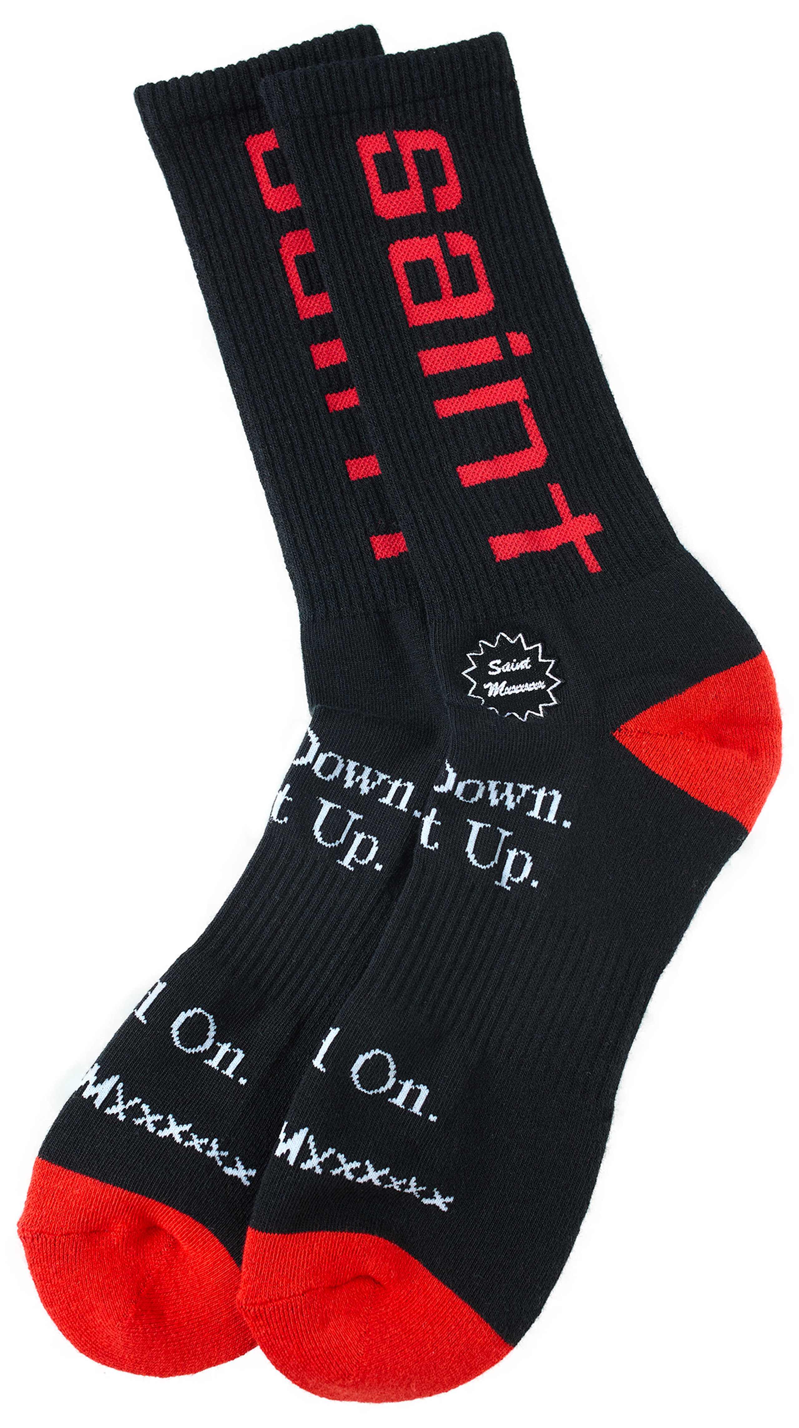 Buy Saint Mxxxxxx men black logo socks for $65 online on SV77, SM 