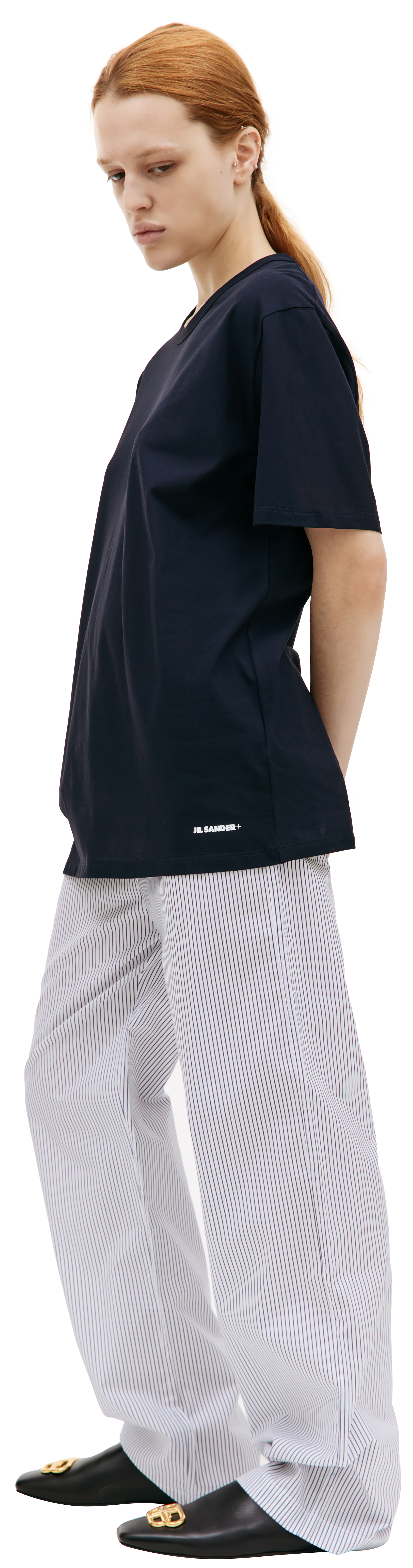 Buy Jil Sander women navy blue cotton t-shirt for $217 online on