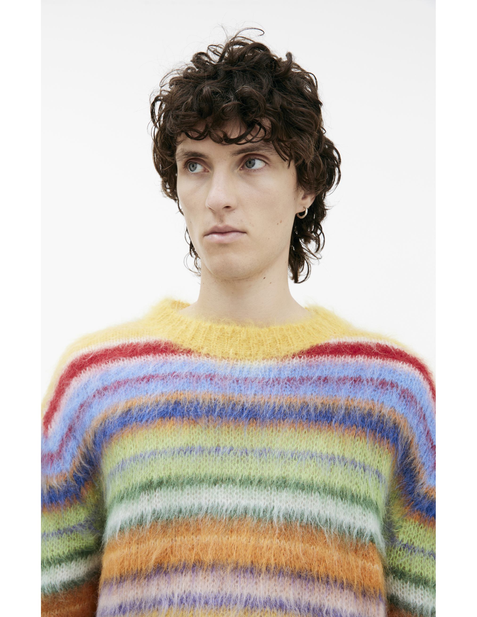 Shop Marni Striped Mohair Sweater In Multicolor