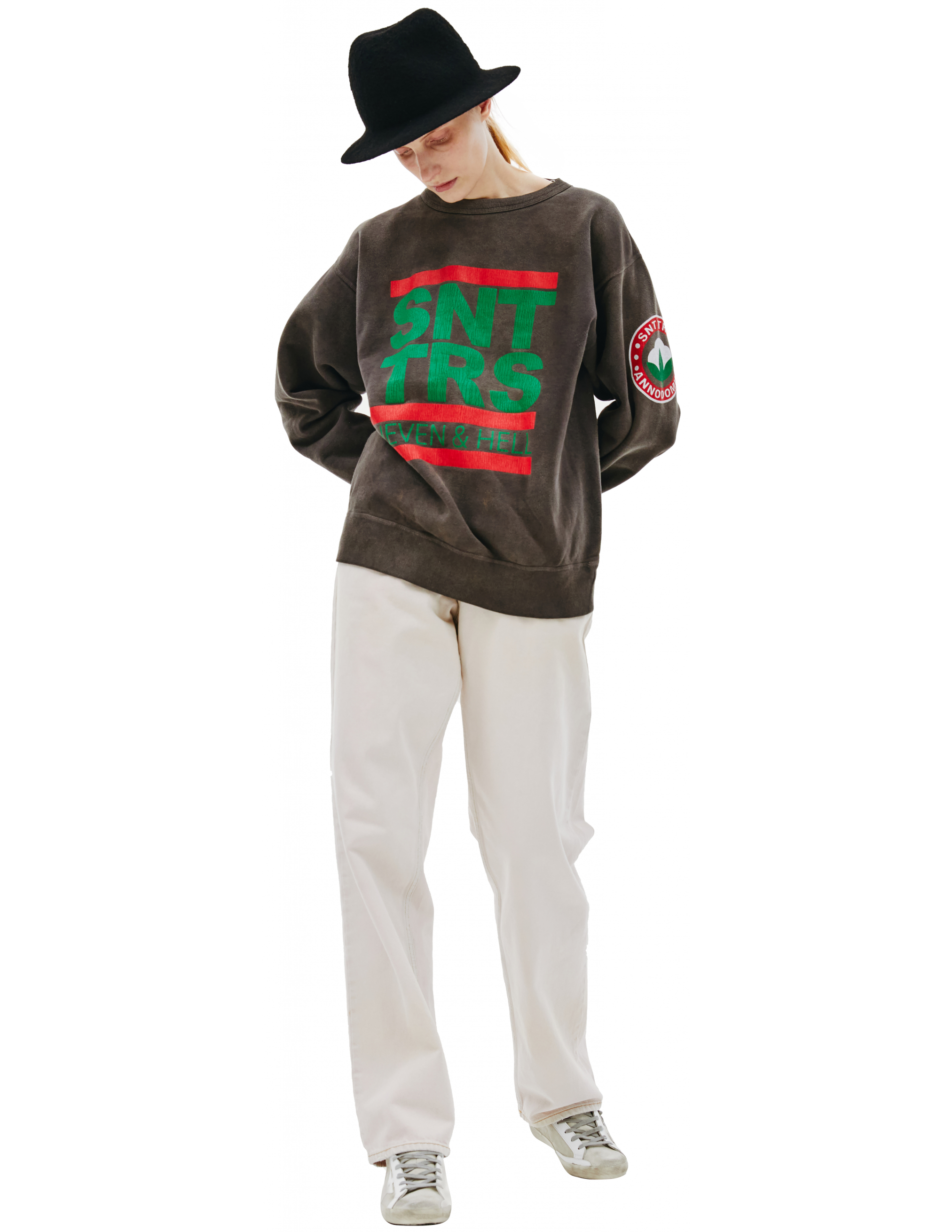 Saint Michael Sweatshirt with cracked print