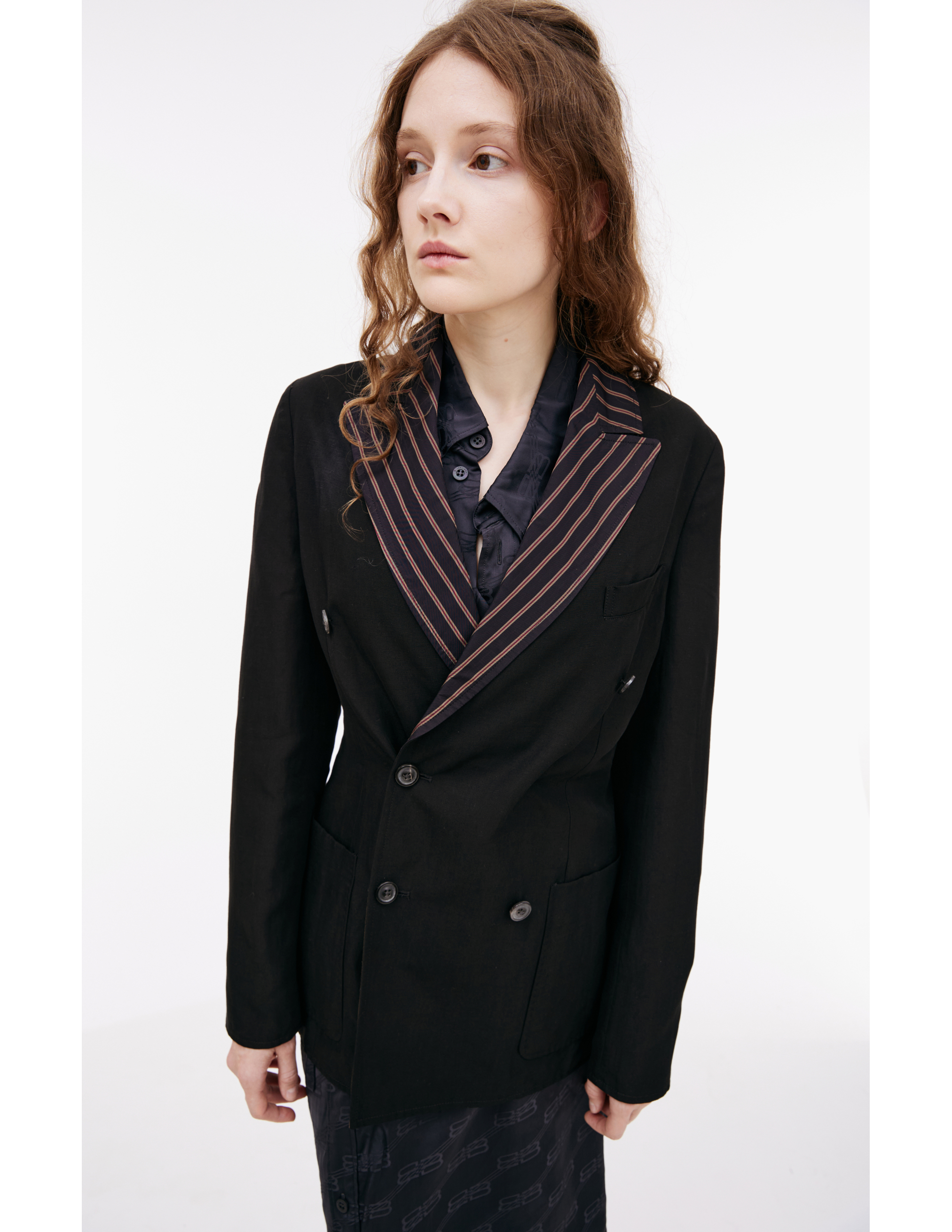 Shop Maison Margiela Wool Striped Blazer In Grey