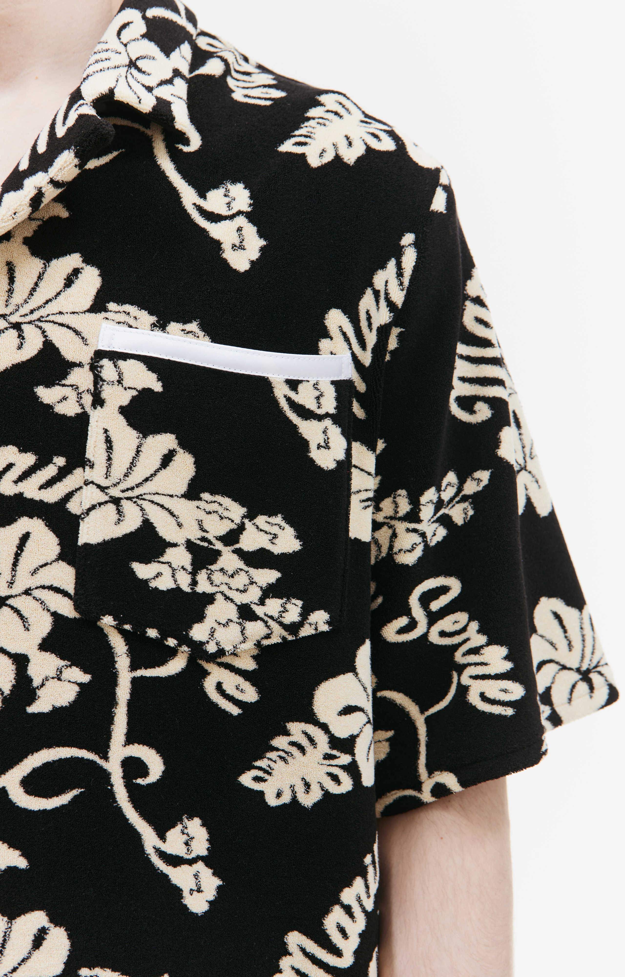 Buy MARINE SERRE men black printed towel shirt for $383