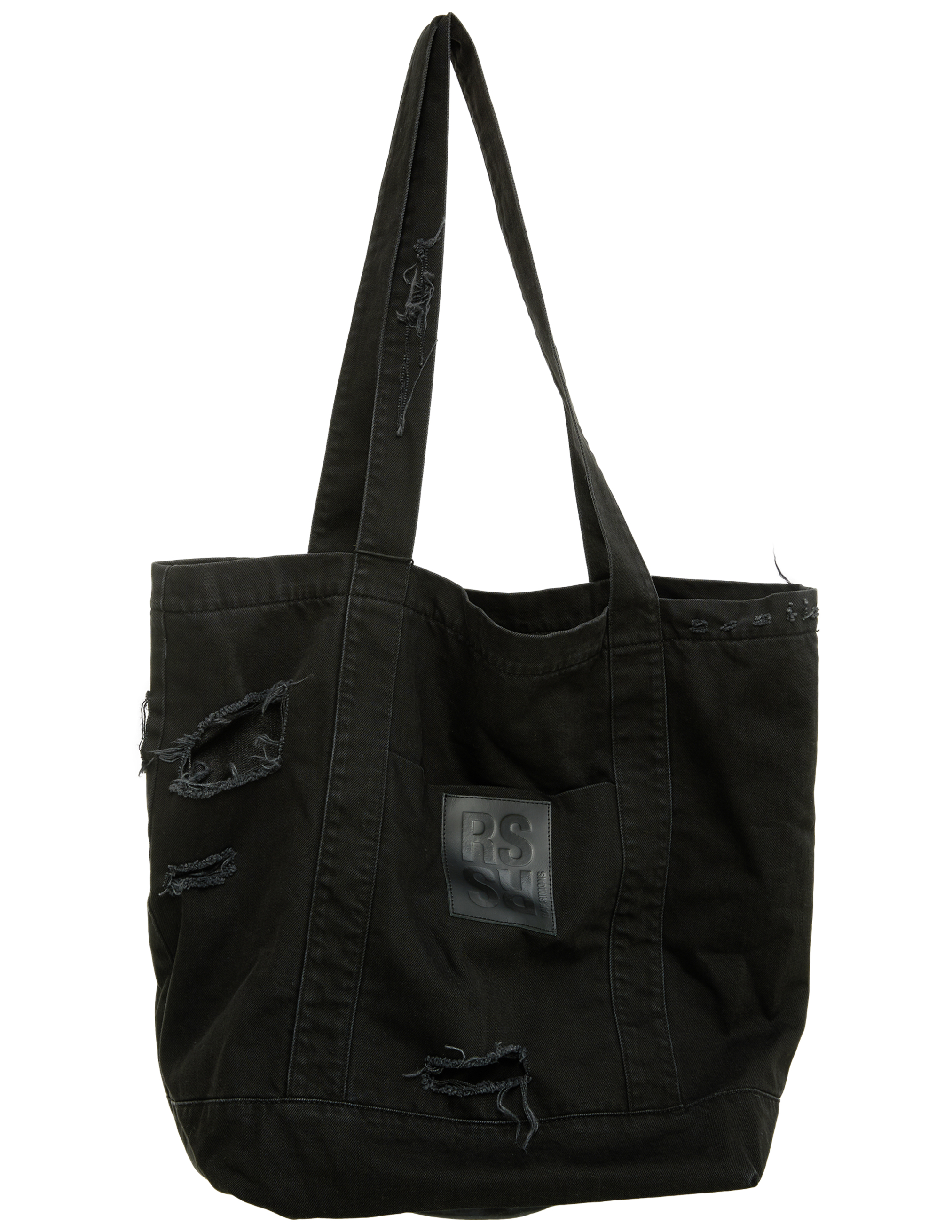 RAF SIMONS RIPPED LOGO SHOPPER BAG
