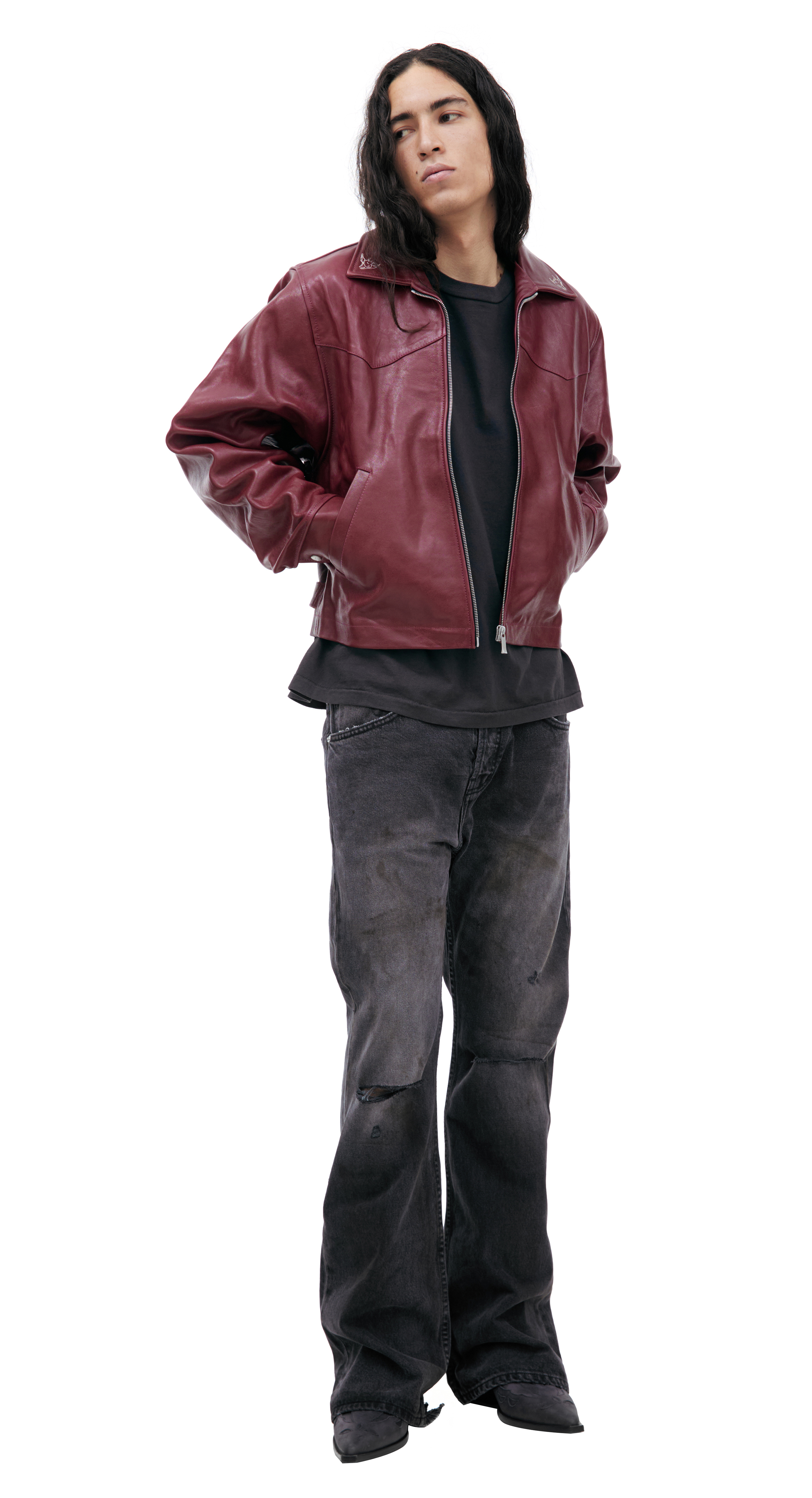 Buy Enfants Riches Déprimés men red leather jacket for