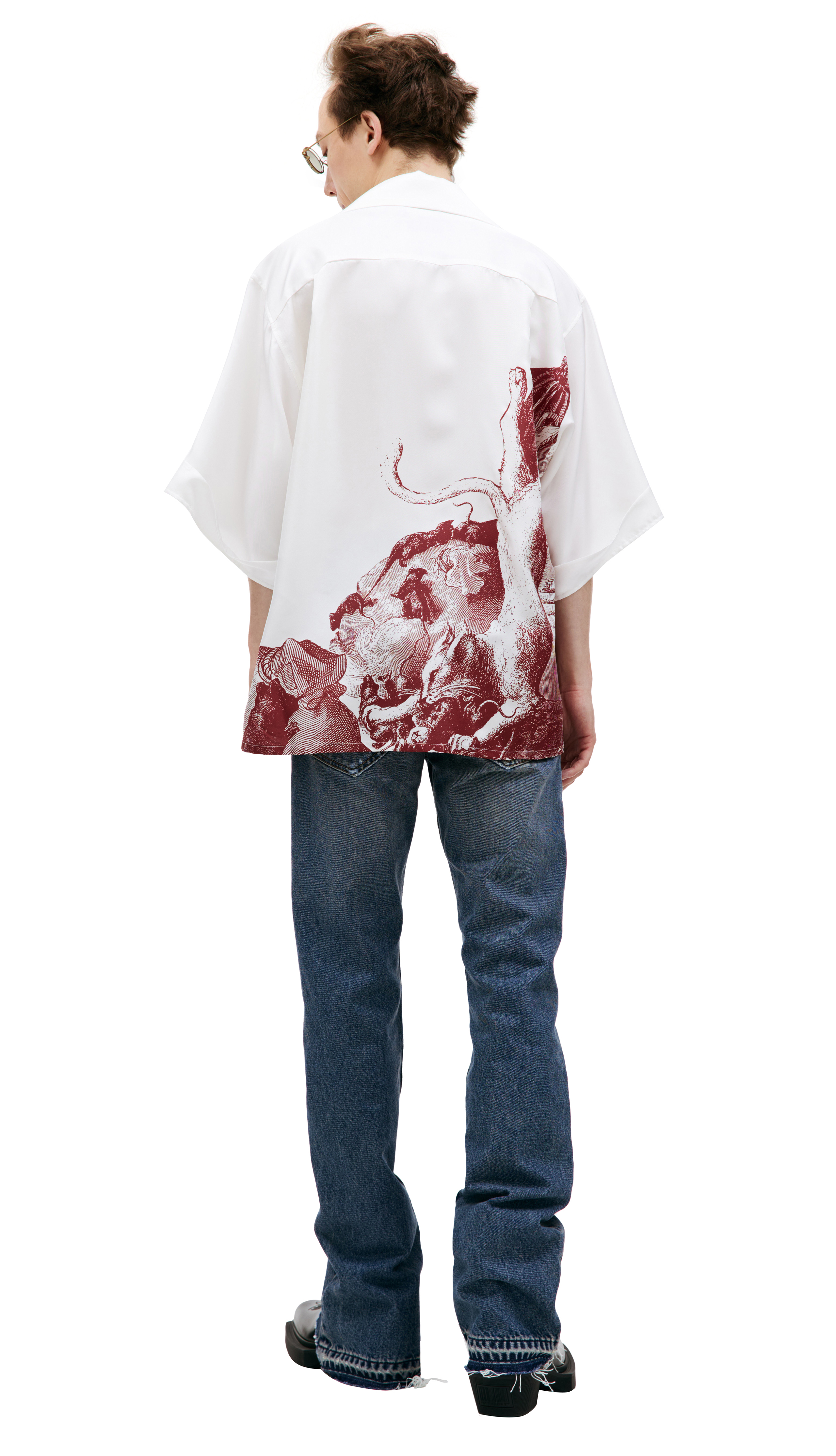 Buy Enfants Riches Déprimés men white rat palace silk shirt for