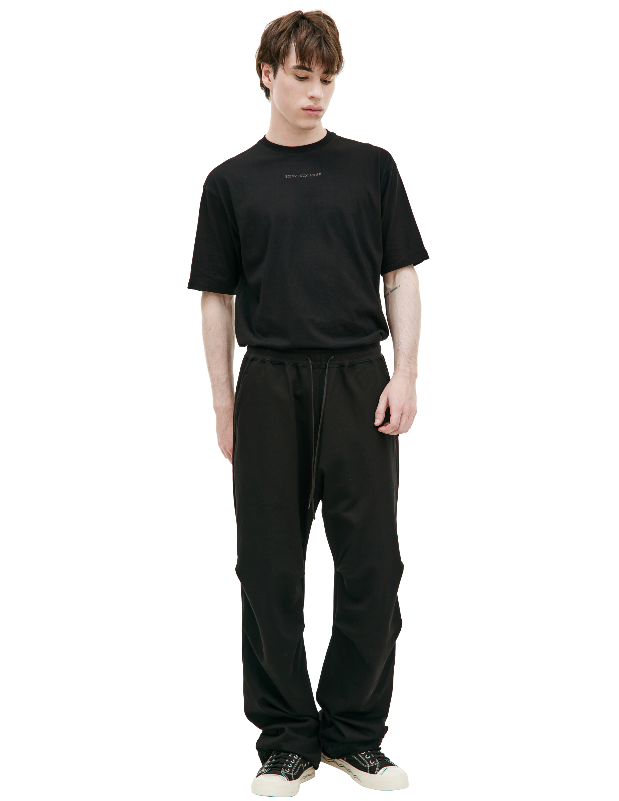 THE VIRIDI-ANNE BLACK COTTON SWEATPANTS 