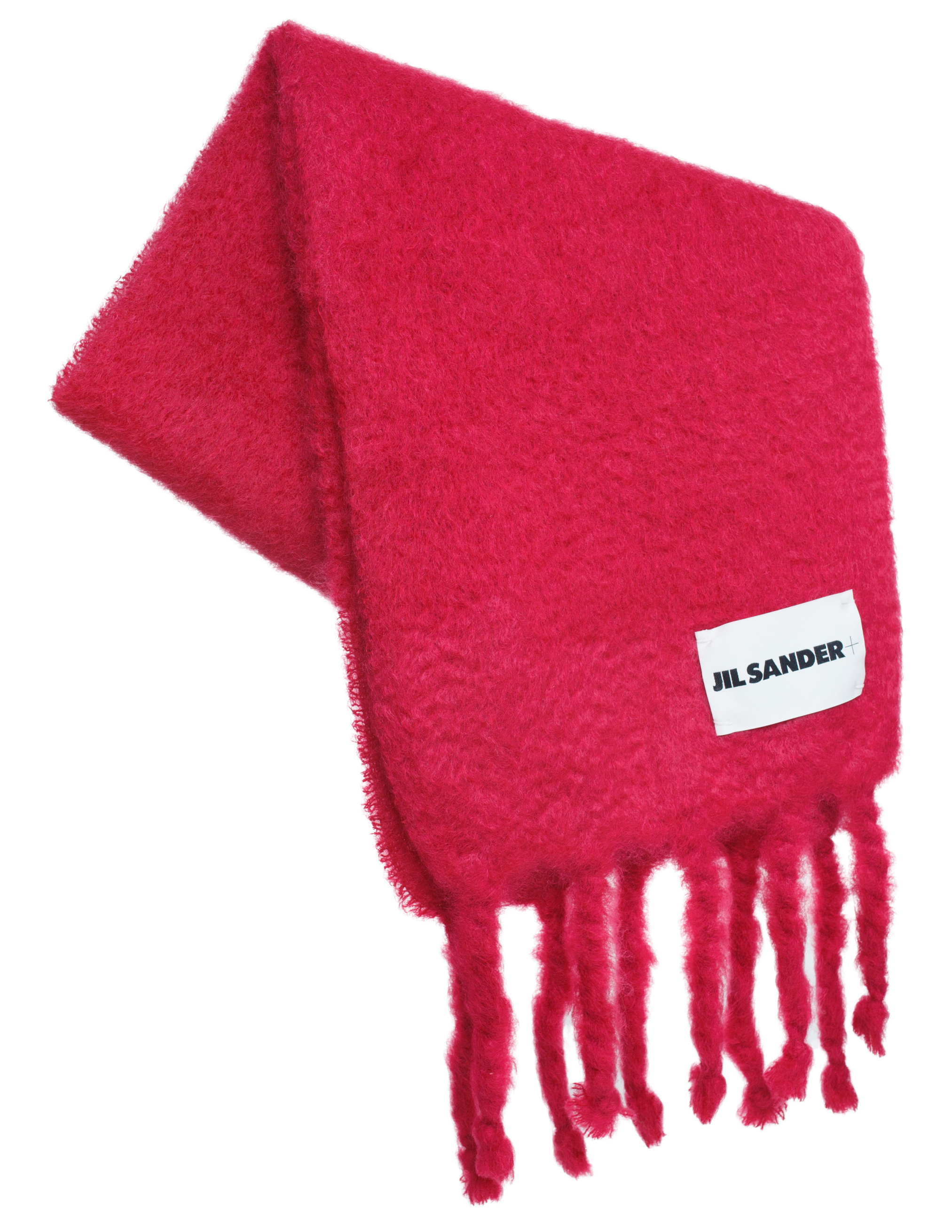 Shop Jil Sander Red Mohair Knitted Scarf