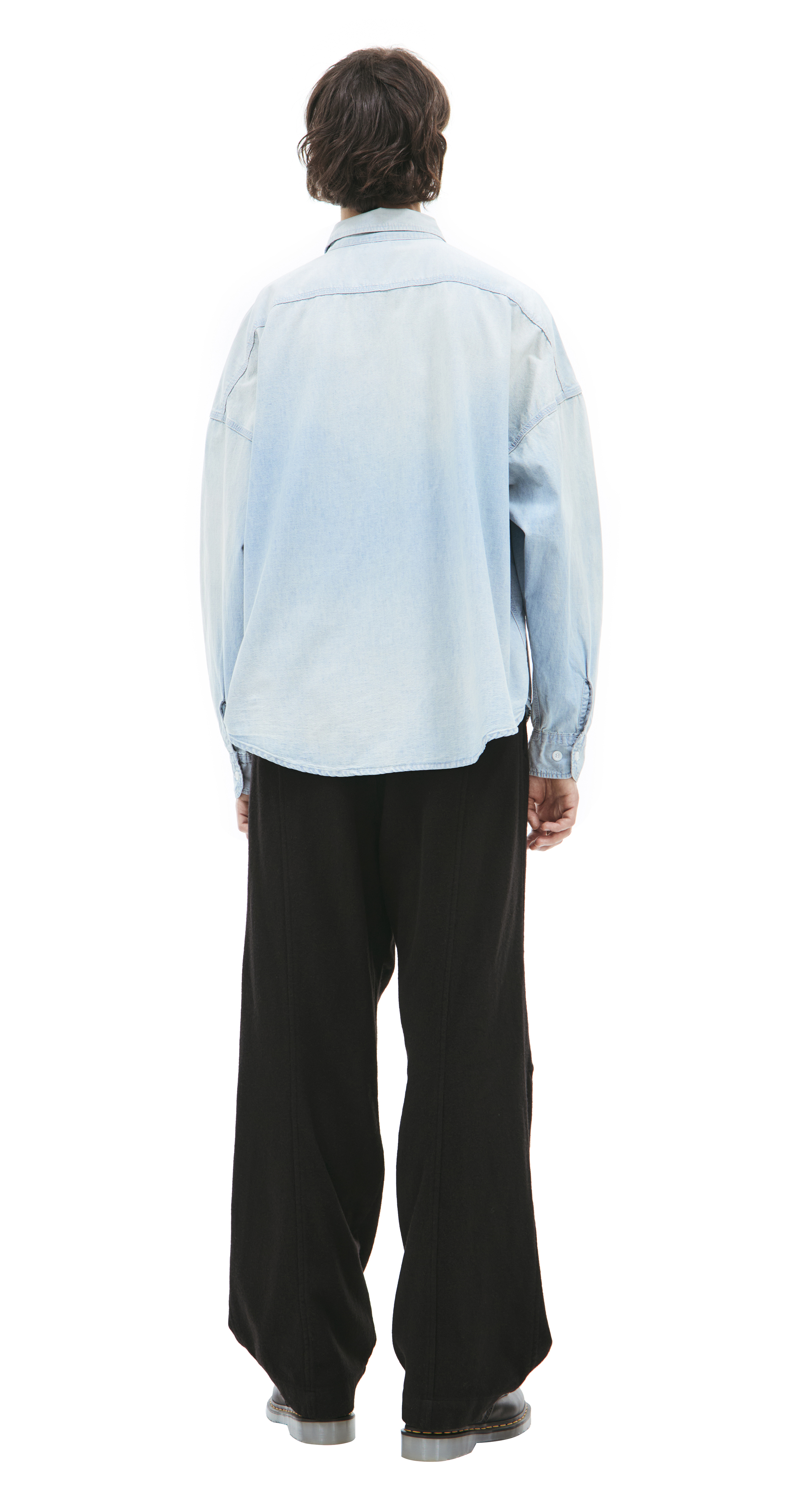Buy Saint Mxxxxxx men blue denim button-down shirt for $777