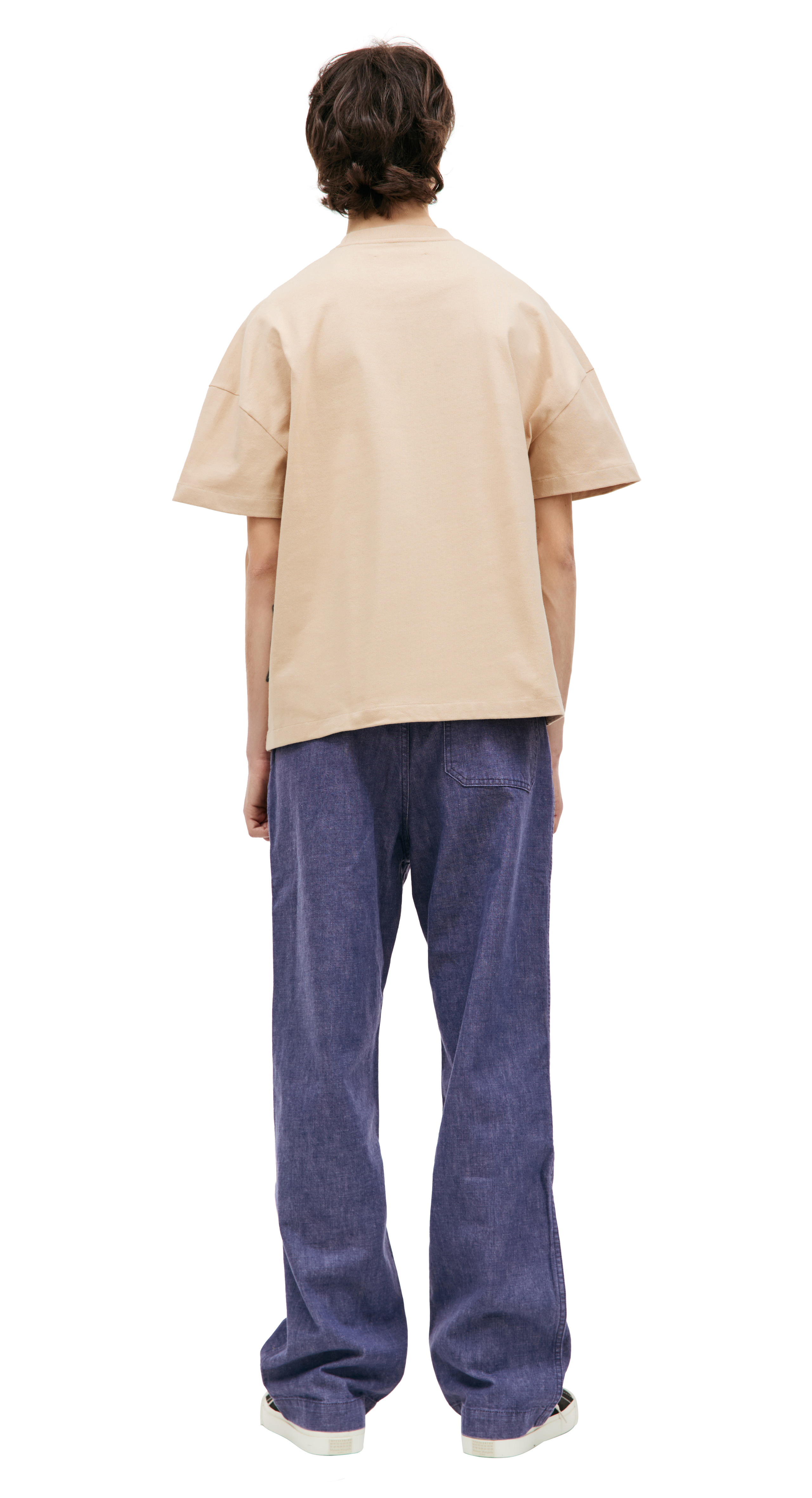 Buy Jil Sander men beige logo printed t-shirt for $490