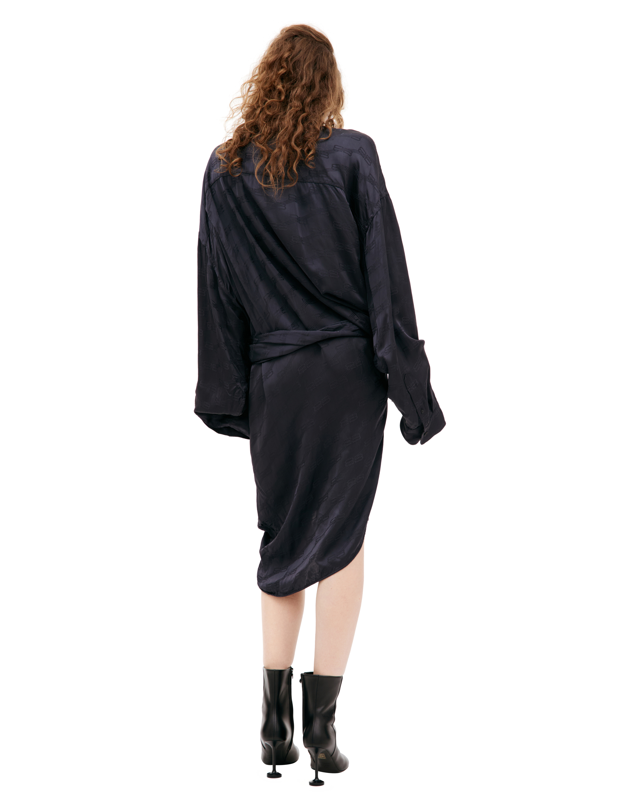 Shop Balenciaga Asymmetrical Shirt Dress In Black