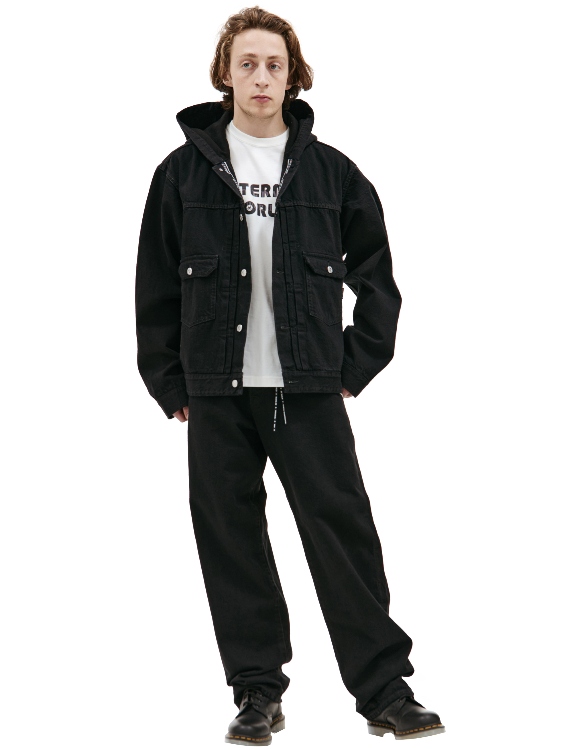 Mastermind Japan Denim Jacket With Hood In Black