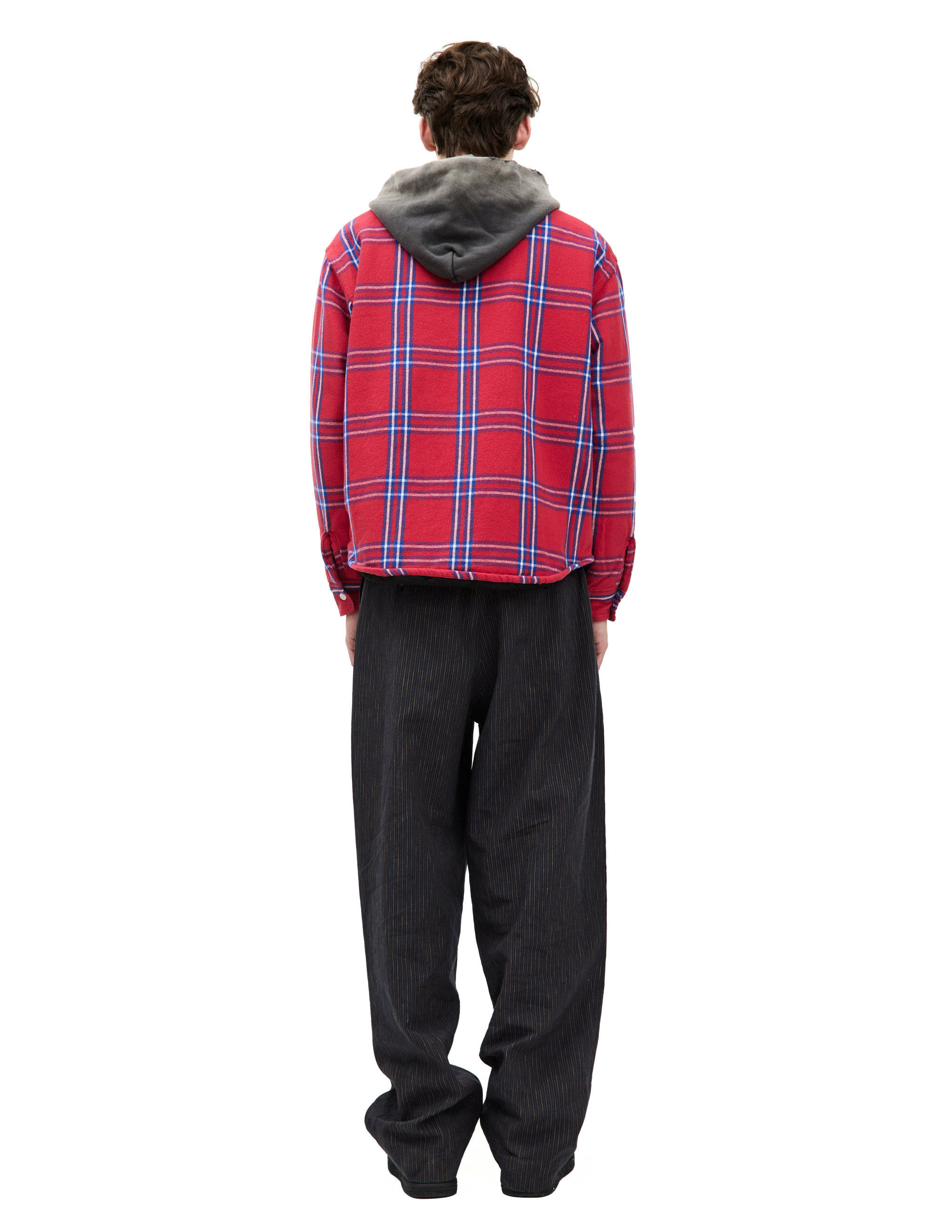 Saint Mxxxxxx Hooded Plaid Shirt In Red