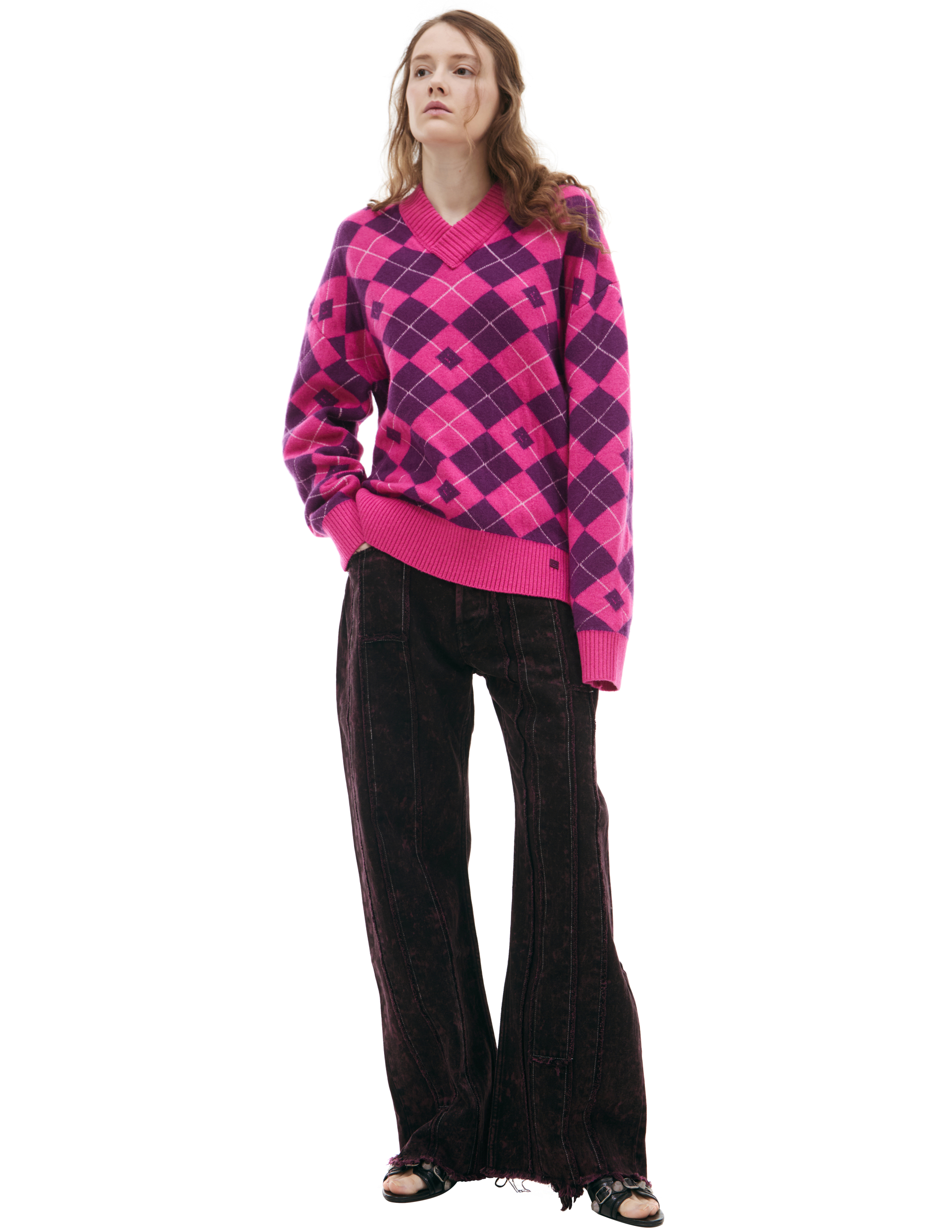 Acne Studios Monoprint Wool Sweater In Pink