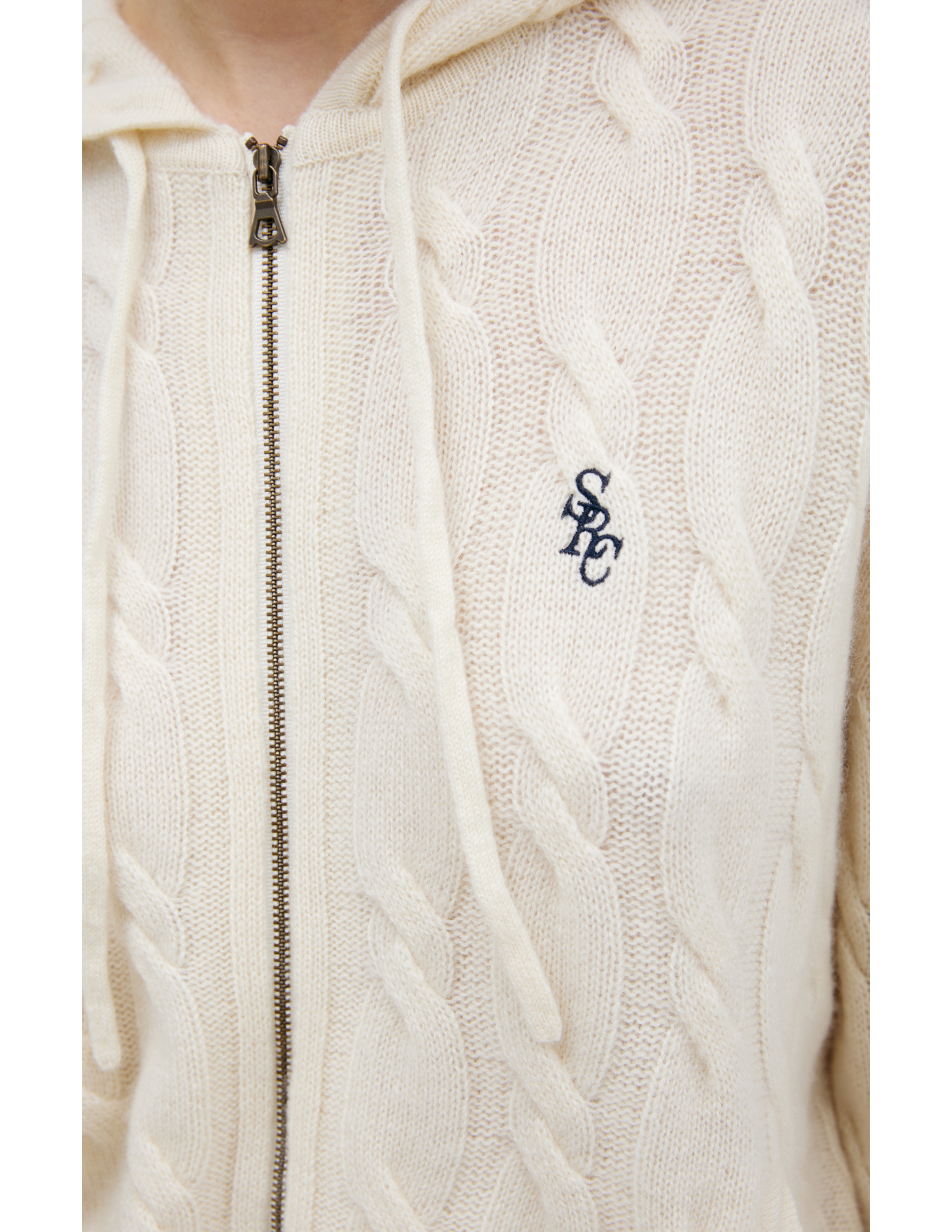 Sporty And Rich Cashmere Knit Hoodie In Beige