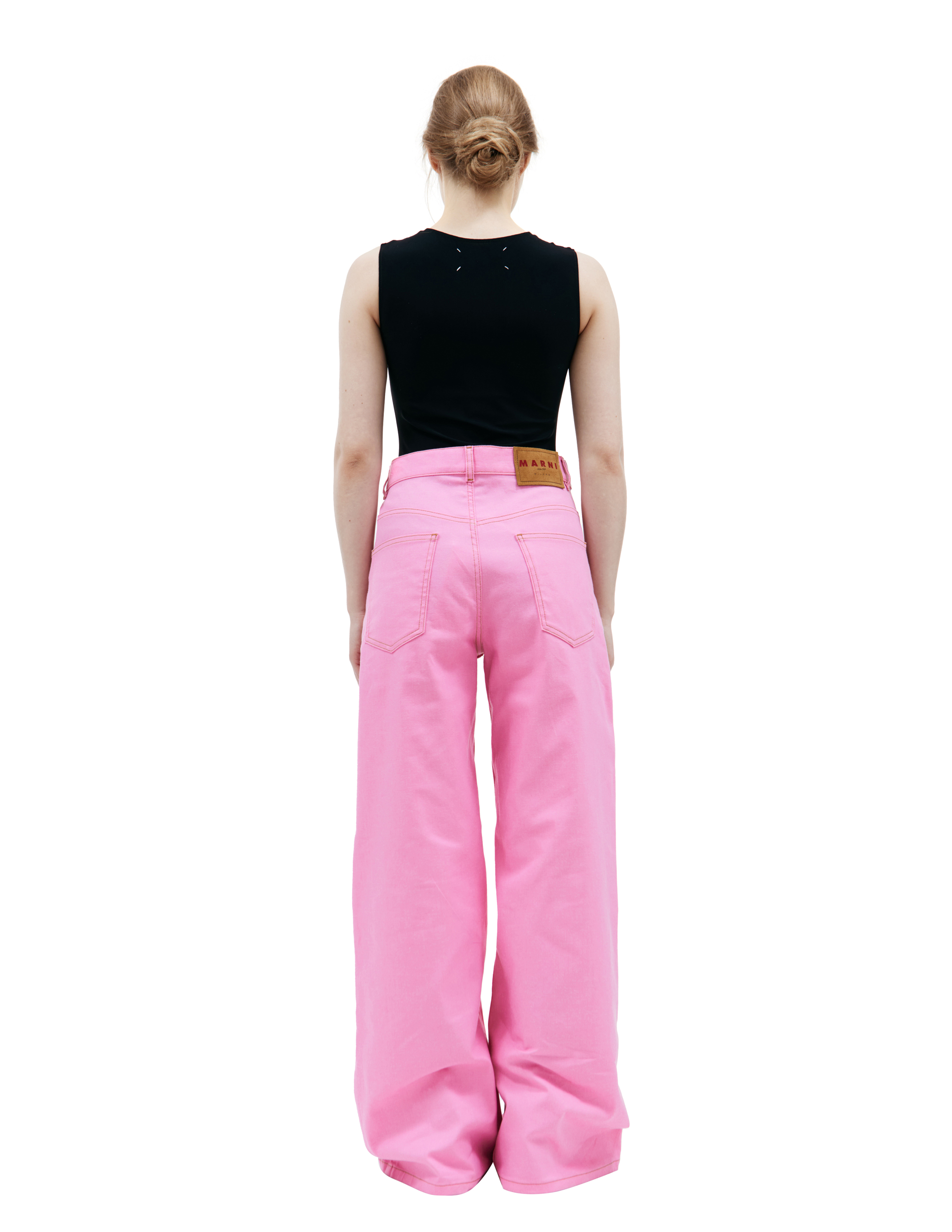 Shop Marni Embroidered Logo Jeans In Pink