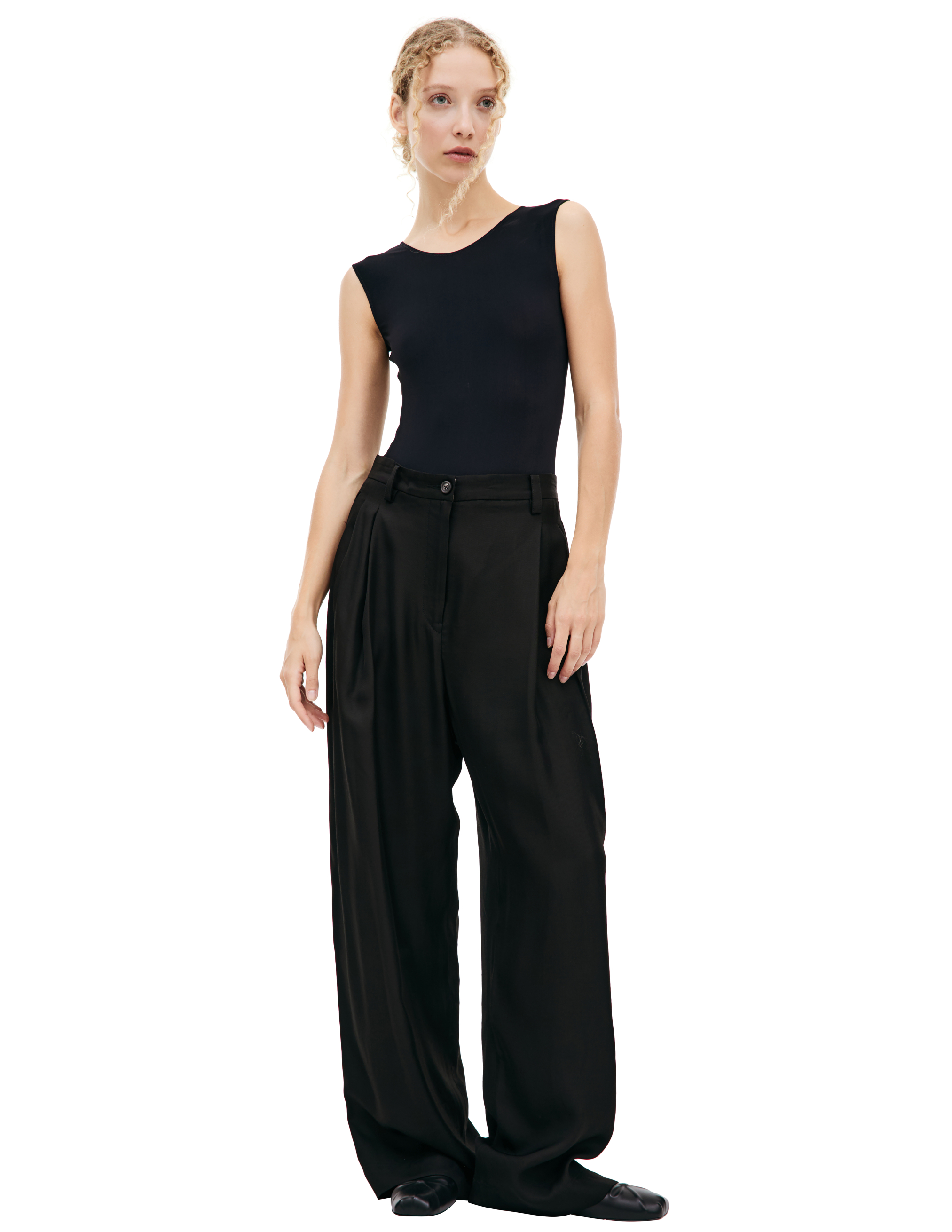 Shop Ziggy Chen Black Straight Leg Trousers