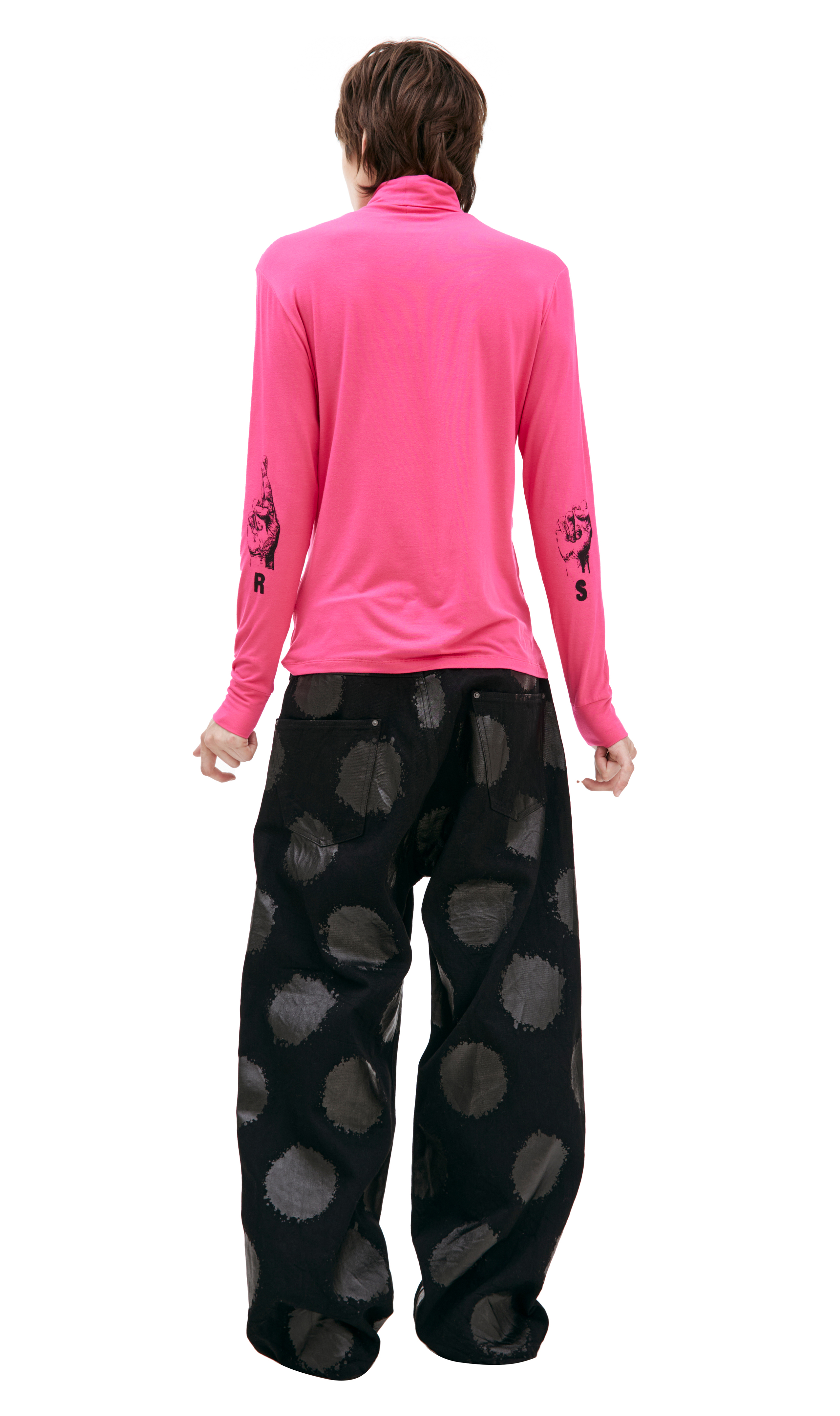 Buy Raf Simons women pink turtleneck with logo for $490