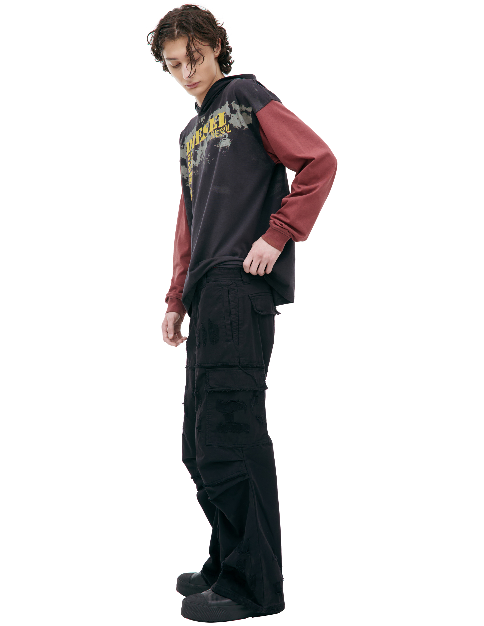 Diesel Ripped Kargo Trousers In Black