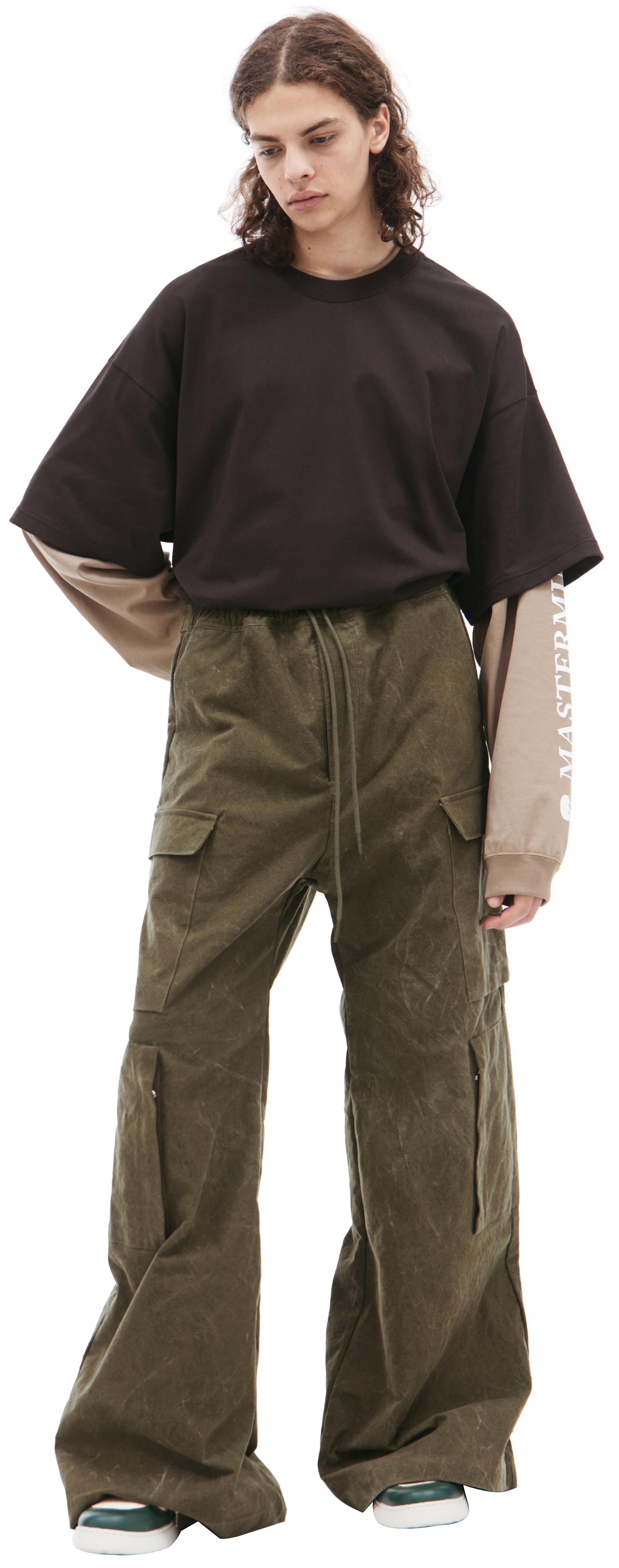 Buy Readymade men khaki wide trousers-cargo for $6,040