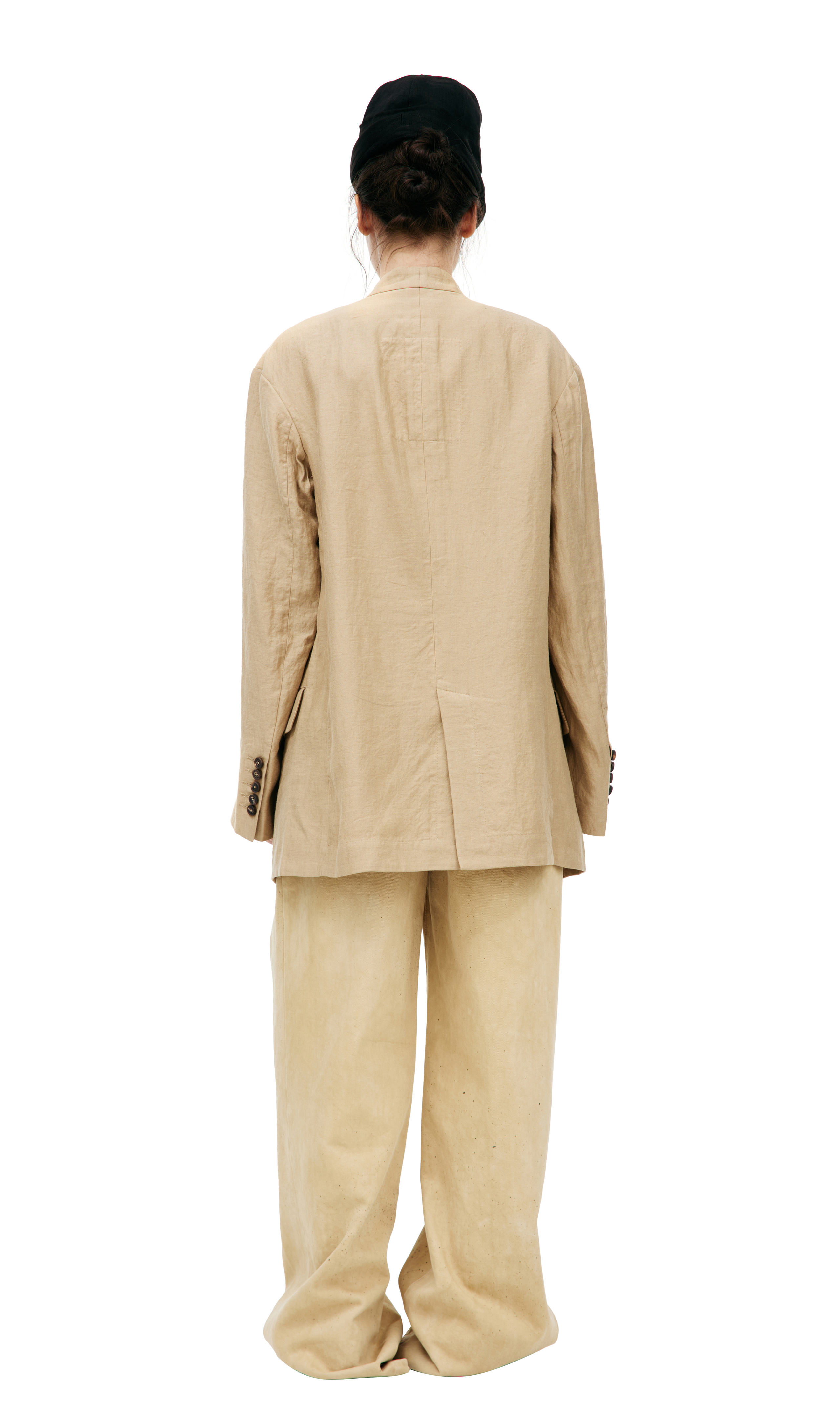 Buy Ziggy Chen women beige double-breasted linen jacket for €753