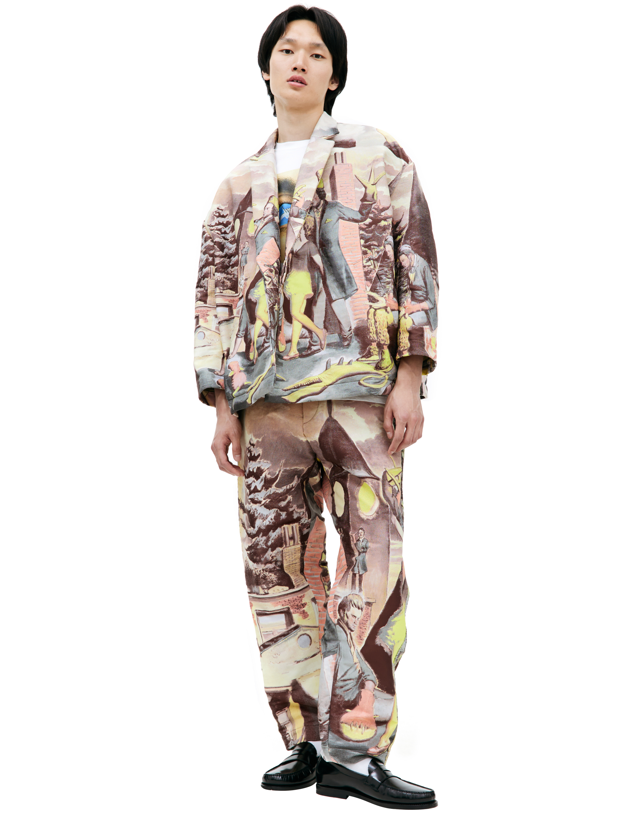 Shop Undercover Neo Rauch Painting Blazer In Multicolor