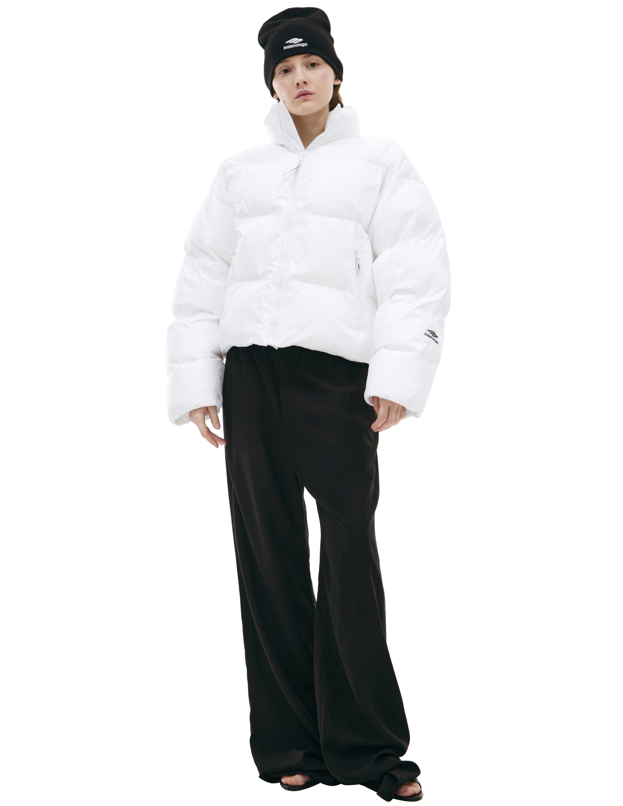 Balenciaga White Logo Down Jacket In Multi