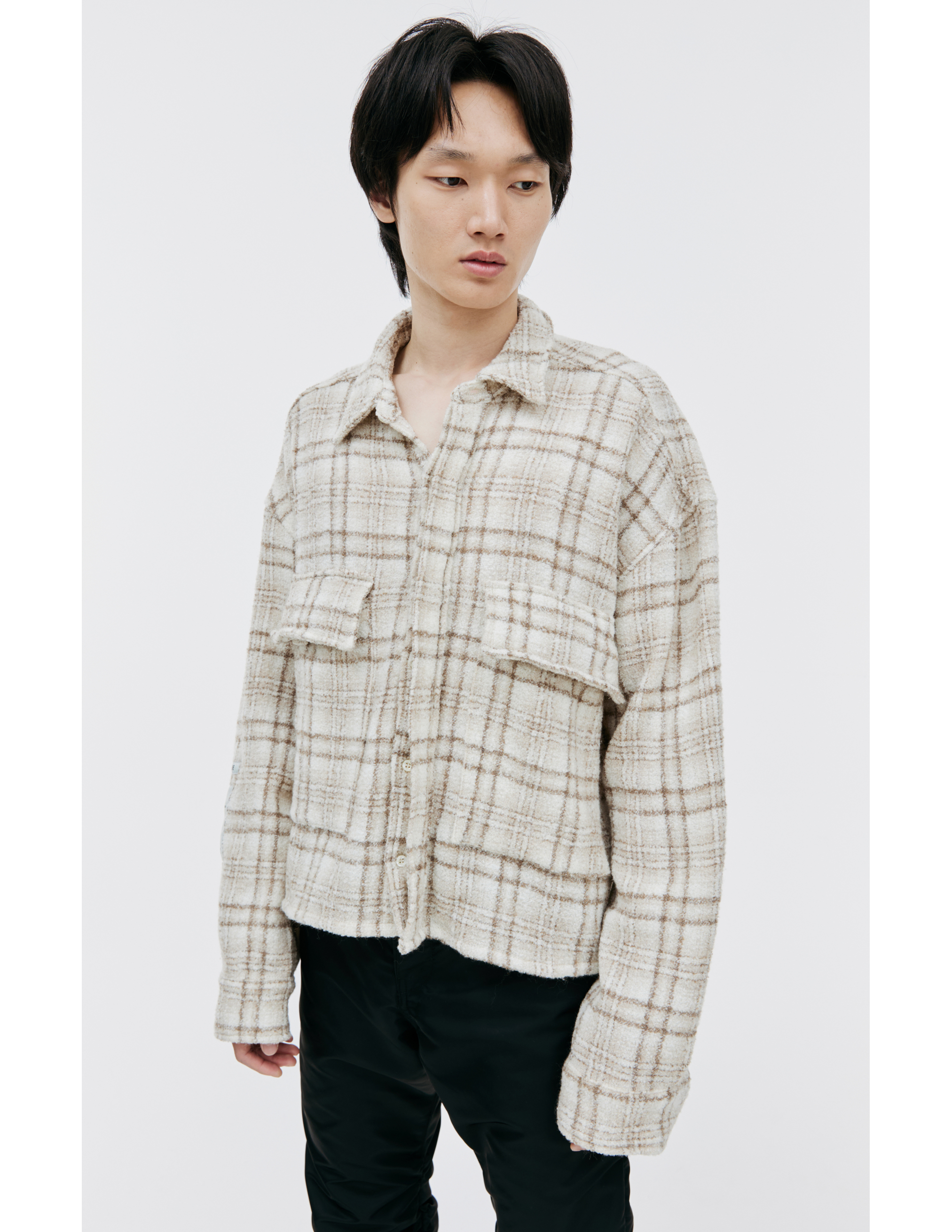 Shop B1archive Checkered Logo Shirt In Beige