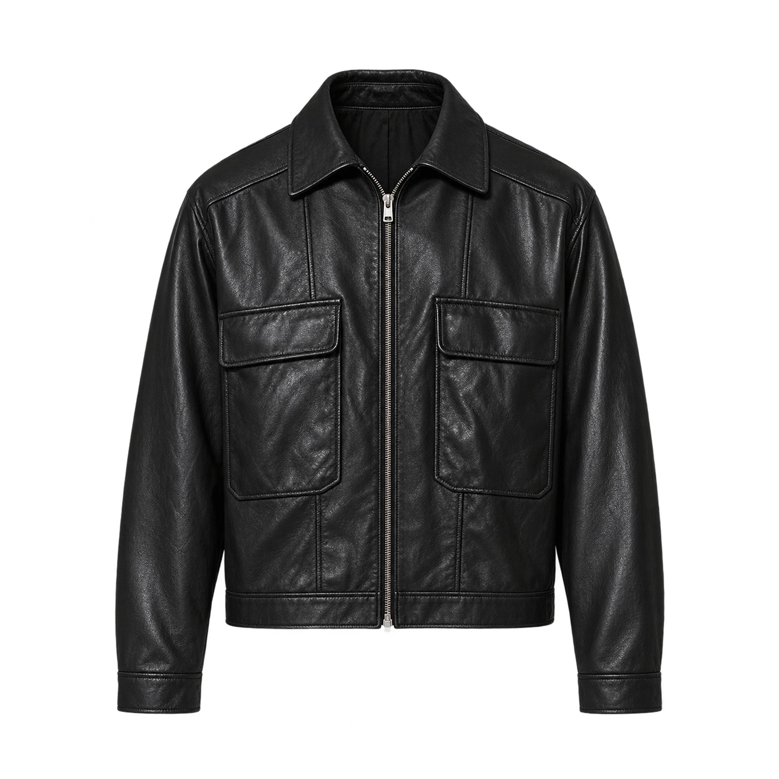 The Viridi-Anne Leather jacket with patch pockets