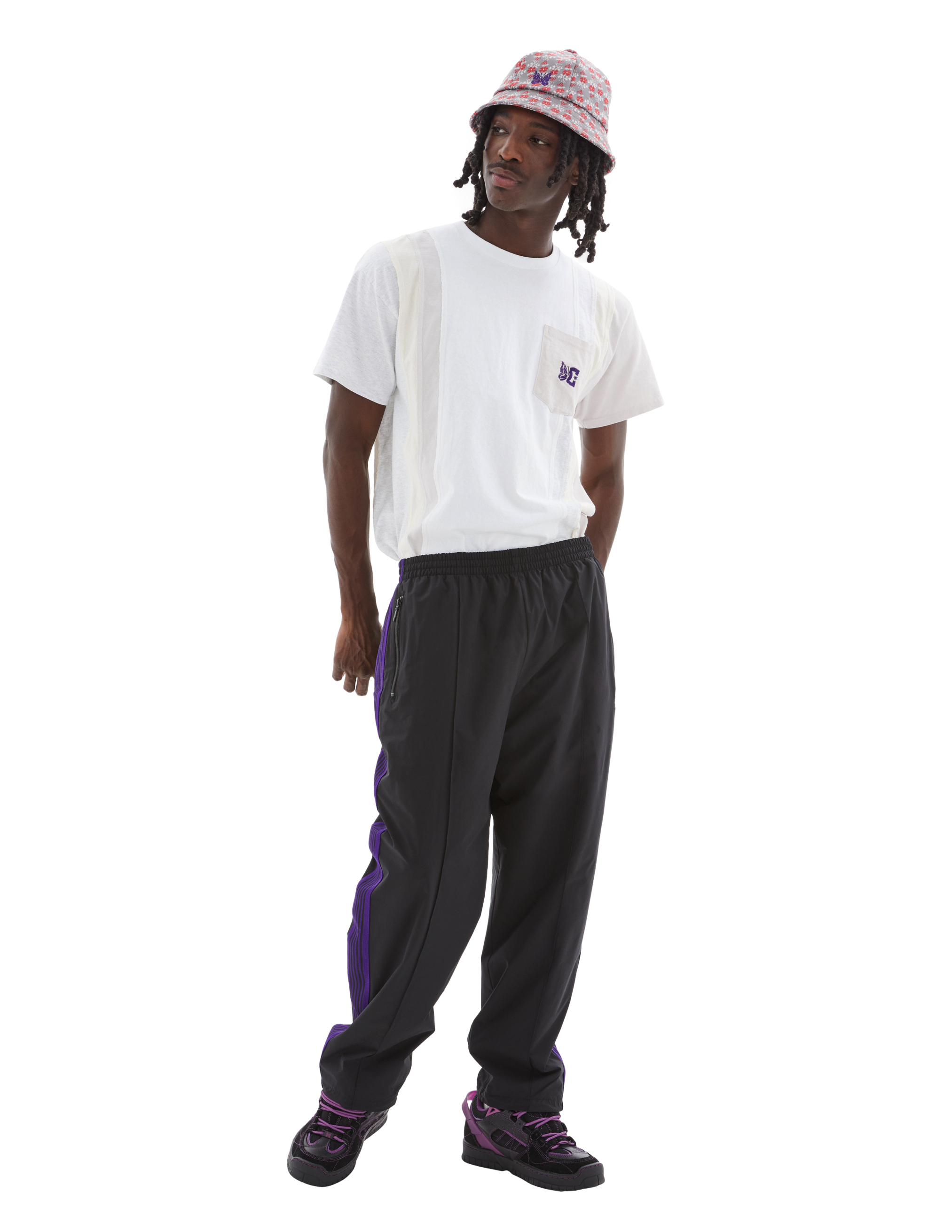 Needles Black Trousers With Stripes In Black
