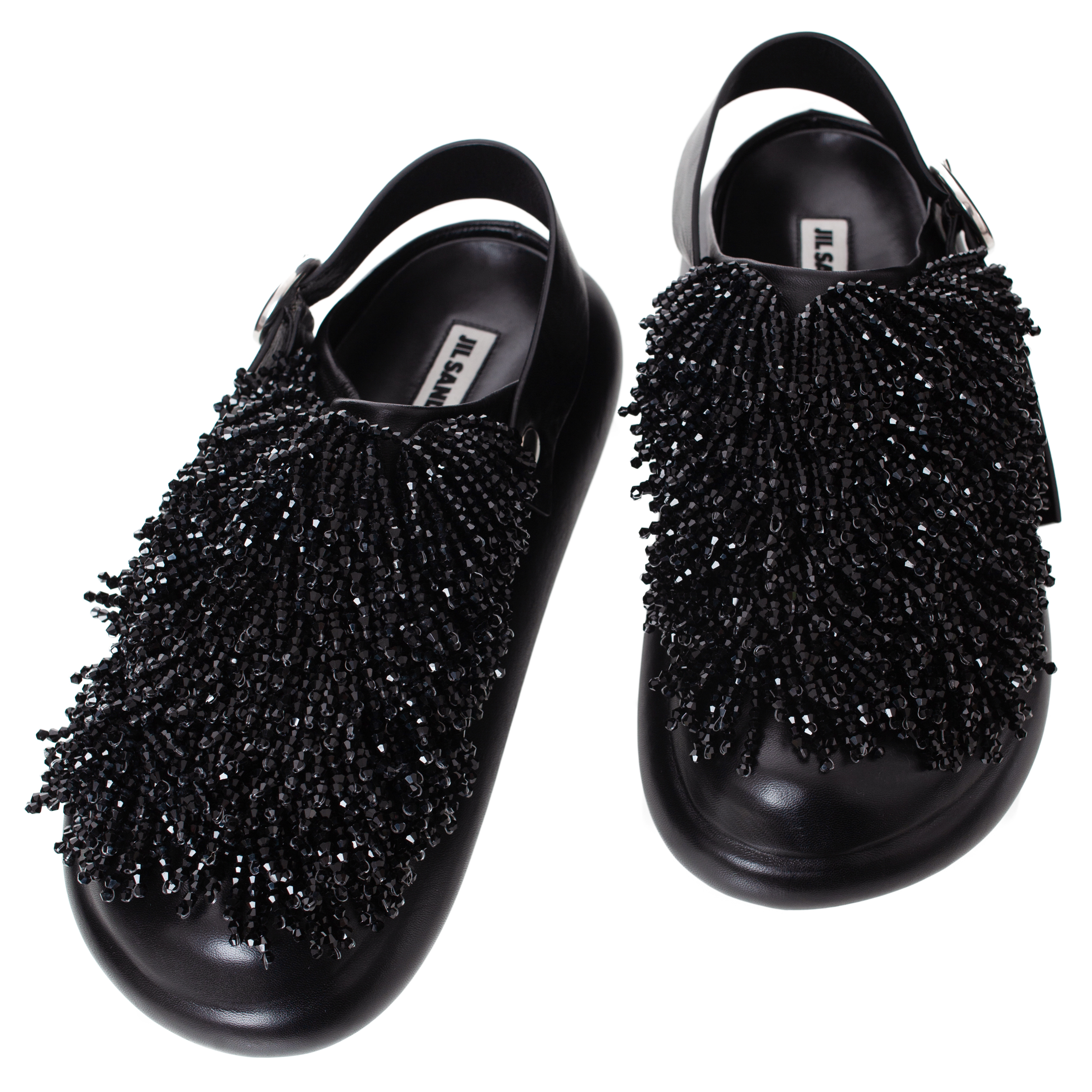 Buy Jil Sander women black beaded platform sandals for