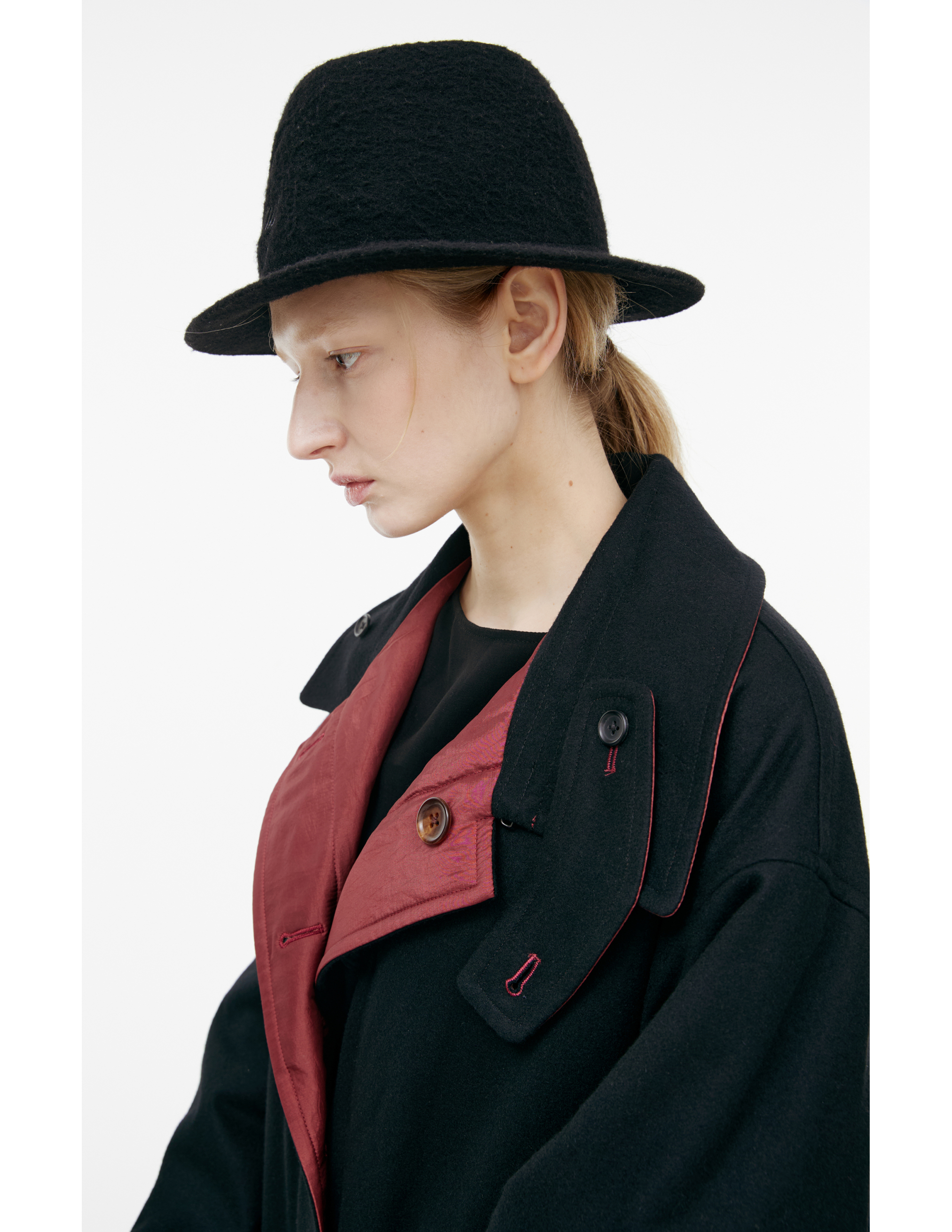 Yohji Yamamoto Double Sided Coat With Print In Red